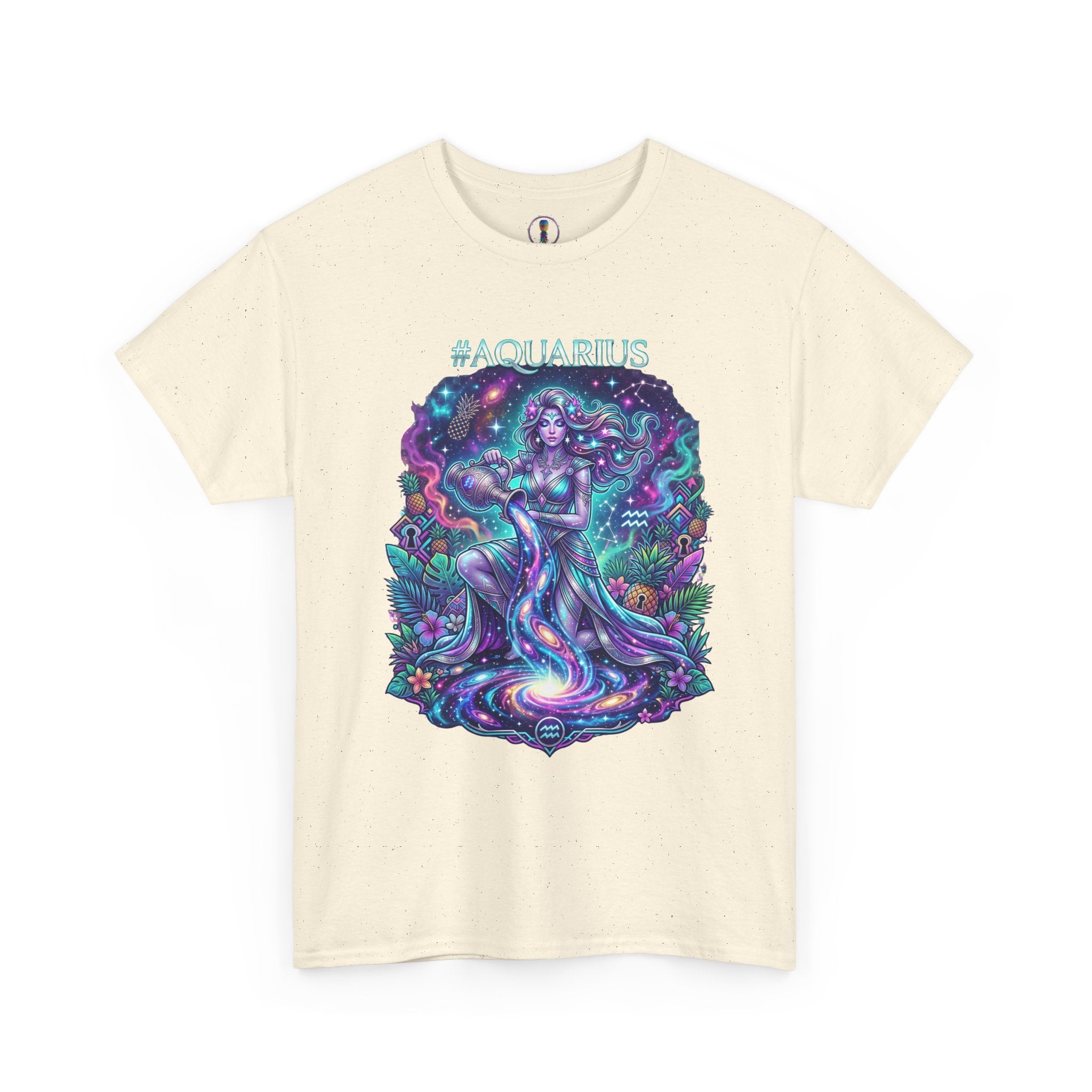 #AQUARIUS Unisex T-Shirt | Soft Lightweight 100% Combed Ring-Spun Cotton Tee with Cosmic Art Print