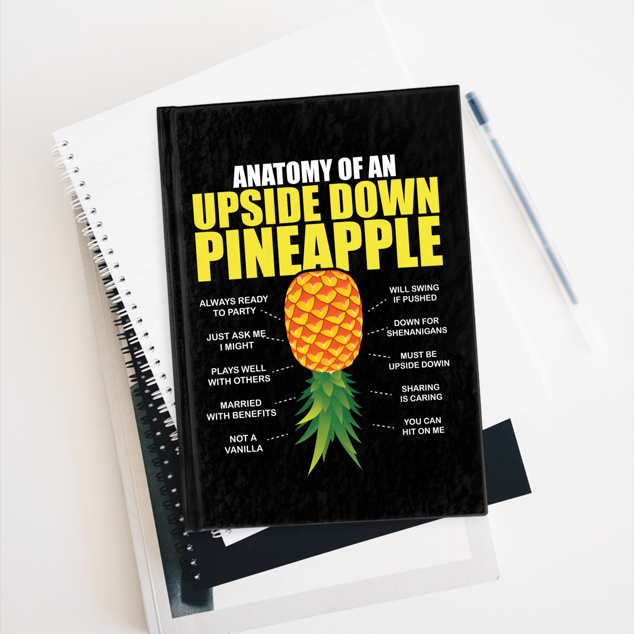Upside Down Pineapple Ruled Journal — "Anatomy of an Upside Down Pineapple" Notebook
