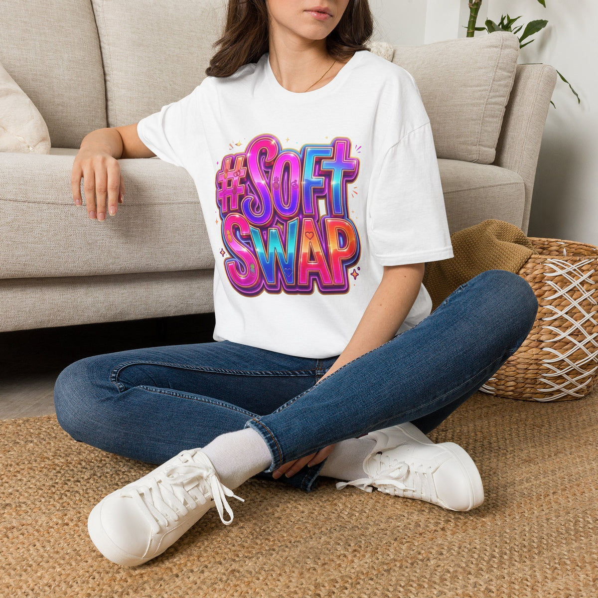 #Soft Swap Graphic T-Shirt | Colorful Y2K Cotton Tee