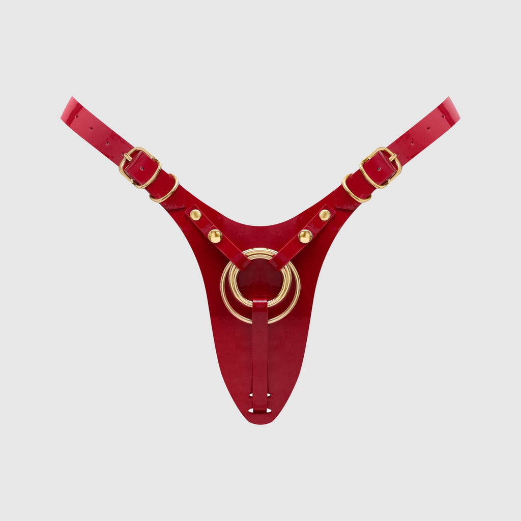 LEATHERETTE HARNESS FABULOUS - ONE SIZE - RED GLOSSY