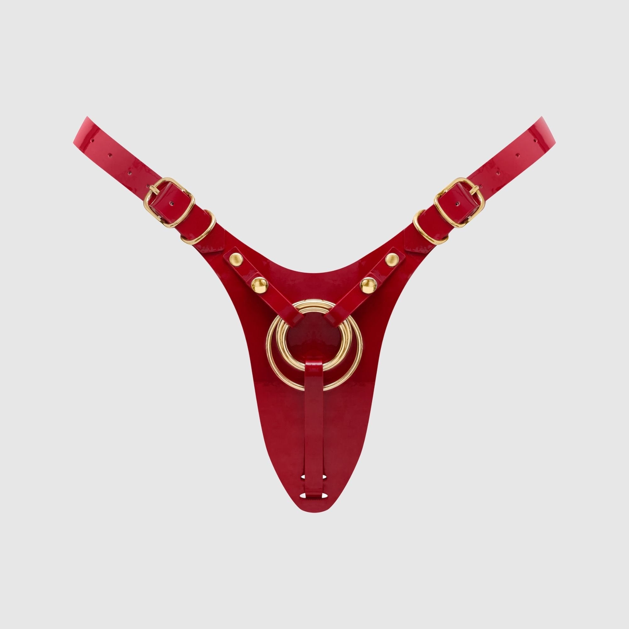 LEATHERETTE HARNESS FABULOUS - ONE SIZE - RED GLOSSY
