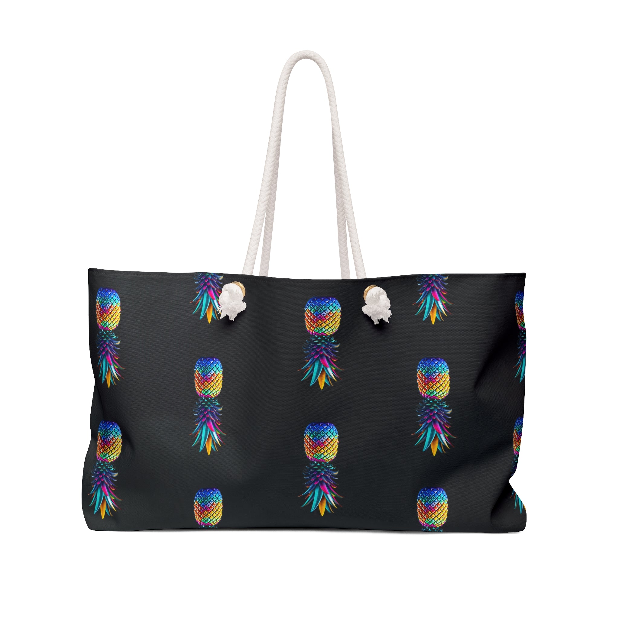 Vibrant Pineapple Weekender Bag - Perfect for Travel & Beach Getaways (Black)