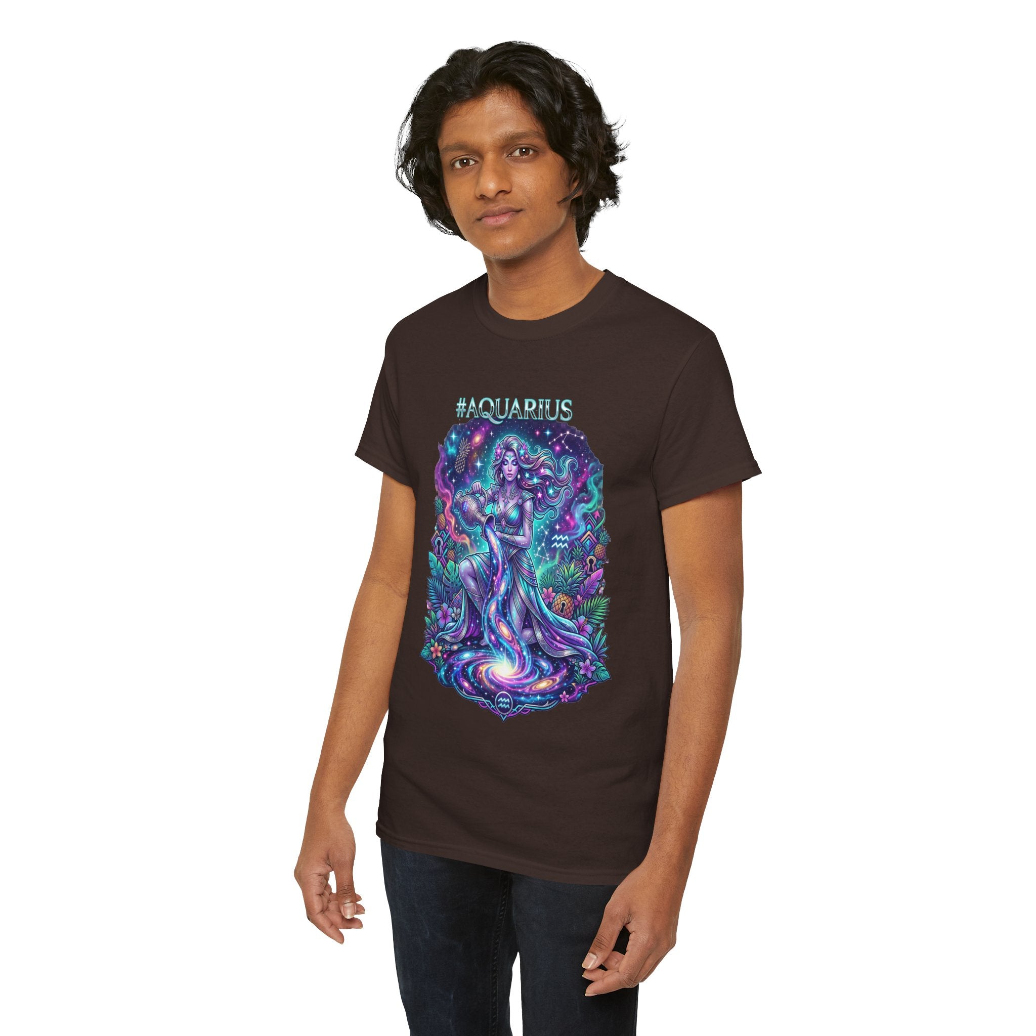 #AQUARIUS Unisex T-Shirt | Soft Lightweight 100% Combed Ring-Spun Cotton Tee with Cosmic Art Print
