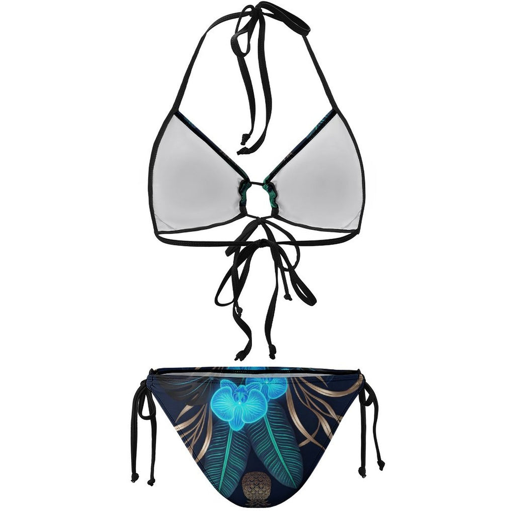 Halter Tie Front Bikini Set(All-Over Printing)