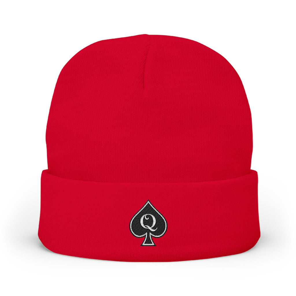 Queen of Spades Embroidered Knit Beanie
