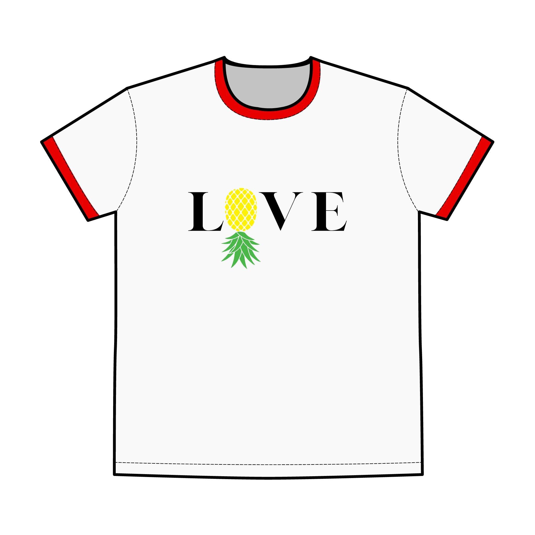 Men's Love Pineapple Ringer Tee - Stylish and Fun Summer Shirt