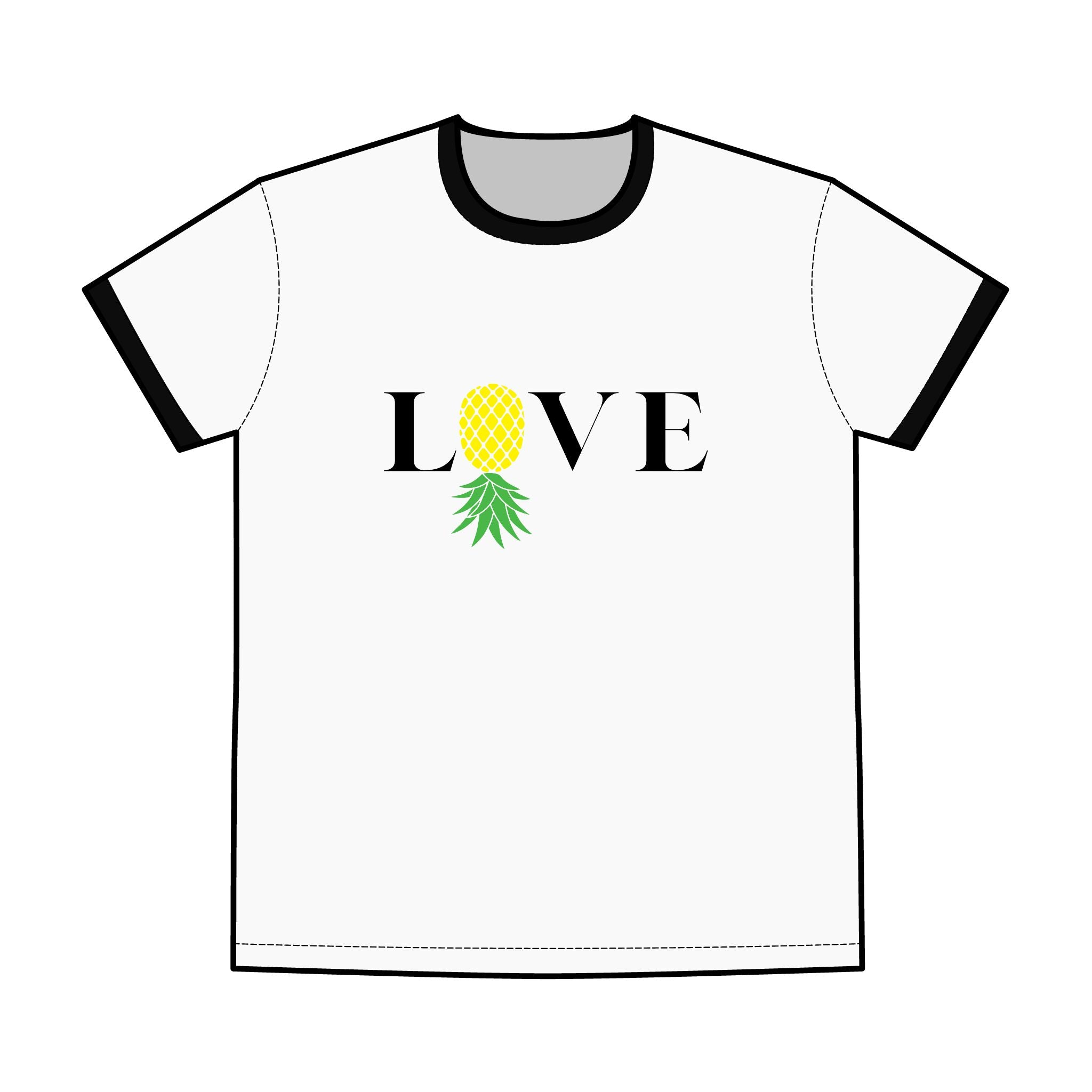 Men's Love Pineapple Ringer Tee - Stylish and Fun Summer Shirt