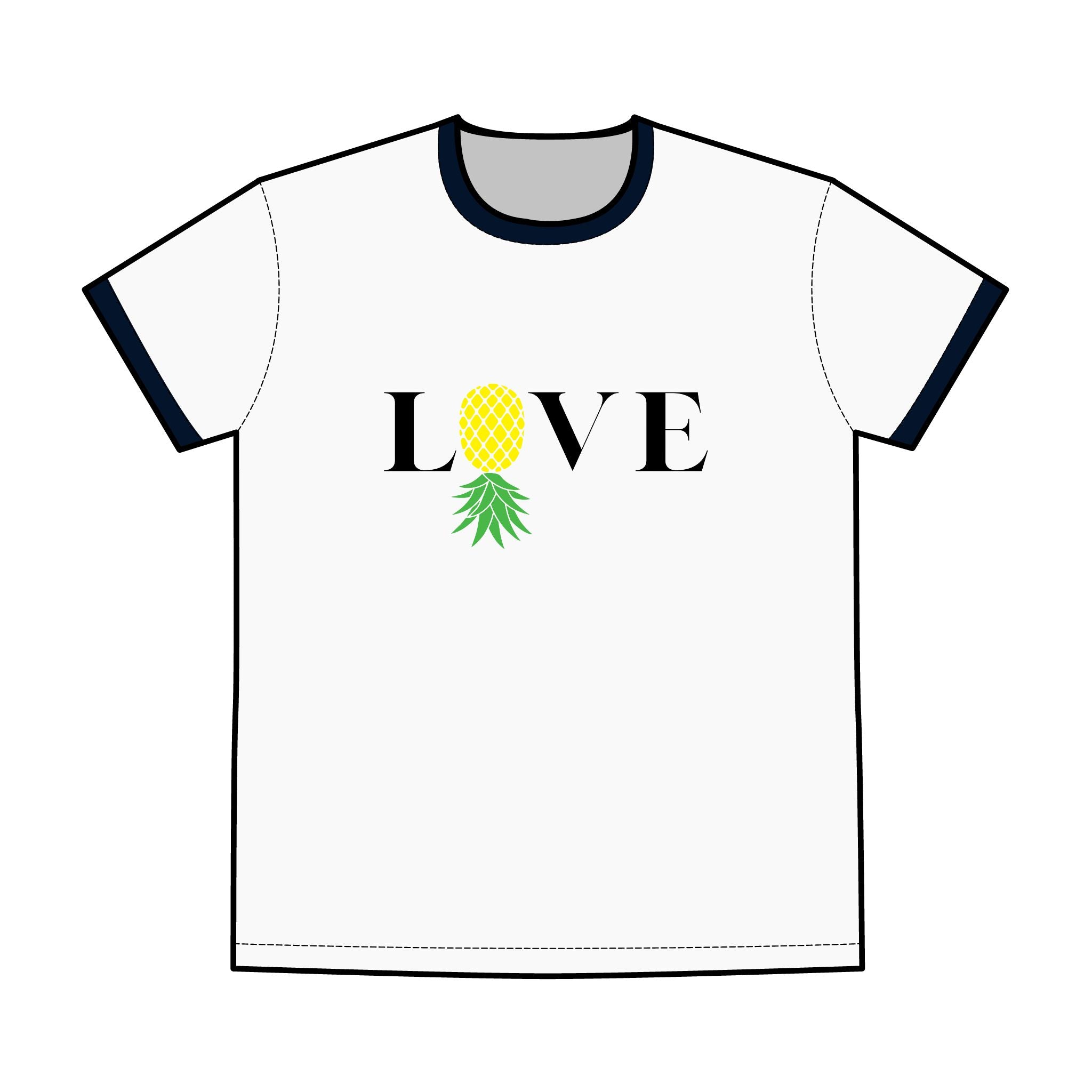 Men's Love Pineapple Ringer Tee - Stylish and Fun Summer Shirt