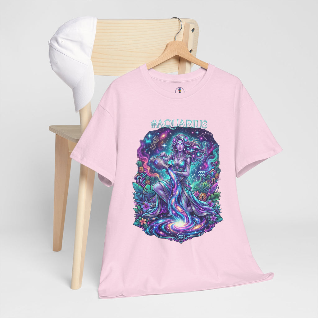 #AQUARIUS Unisex T-Shirt | Soft Lightweight 100% Combed Ring-Spun Cotton Tee with Cosmic Art Print
