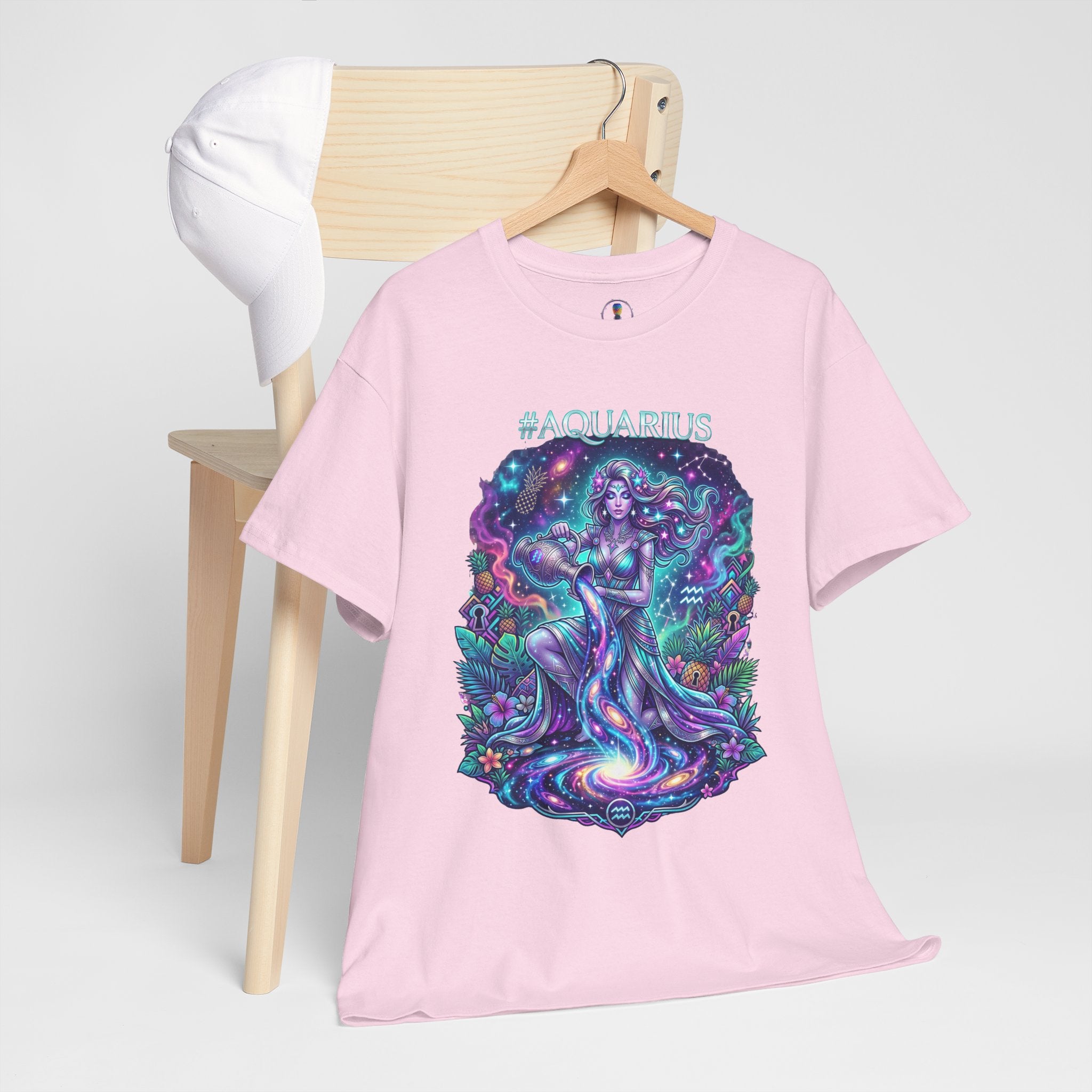 #AQUARIUS Unisex T-Shirt | Soft Lightweight 100% Combed Ring-Spun Cotton Tee with Cosmic Art Print