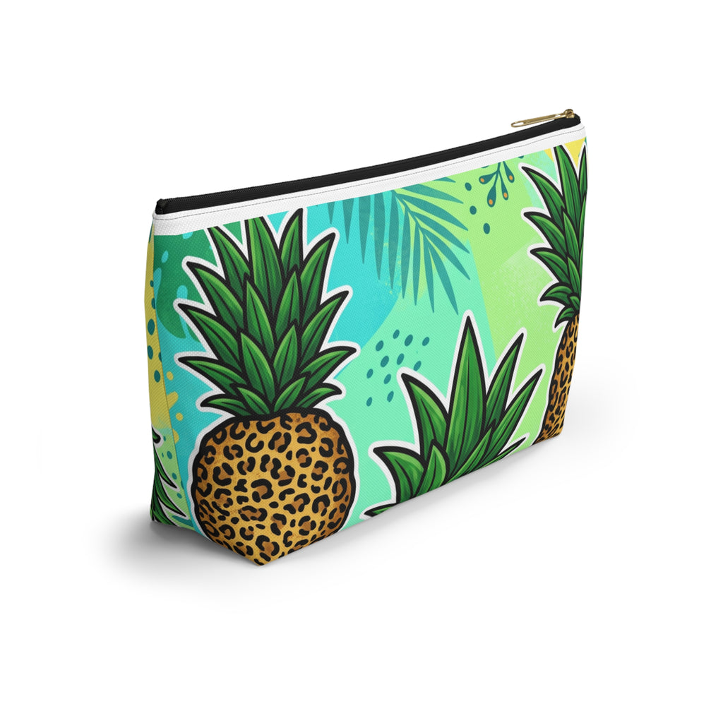 Upside-Down Pineapple Leopard Print Accessory Pouch | T-Bottom Makeup & Travel Organizer Bag