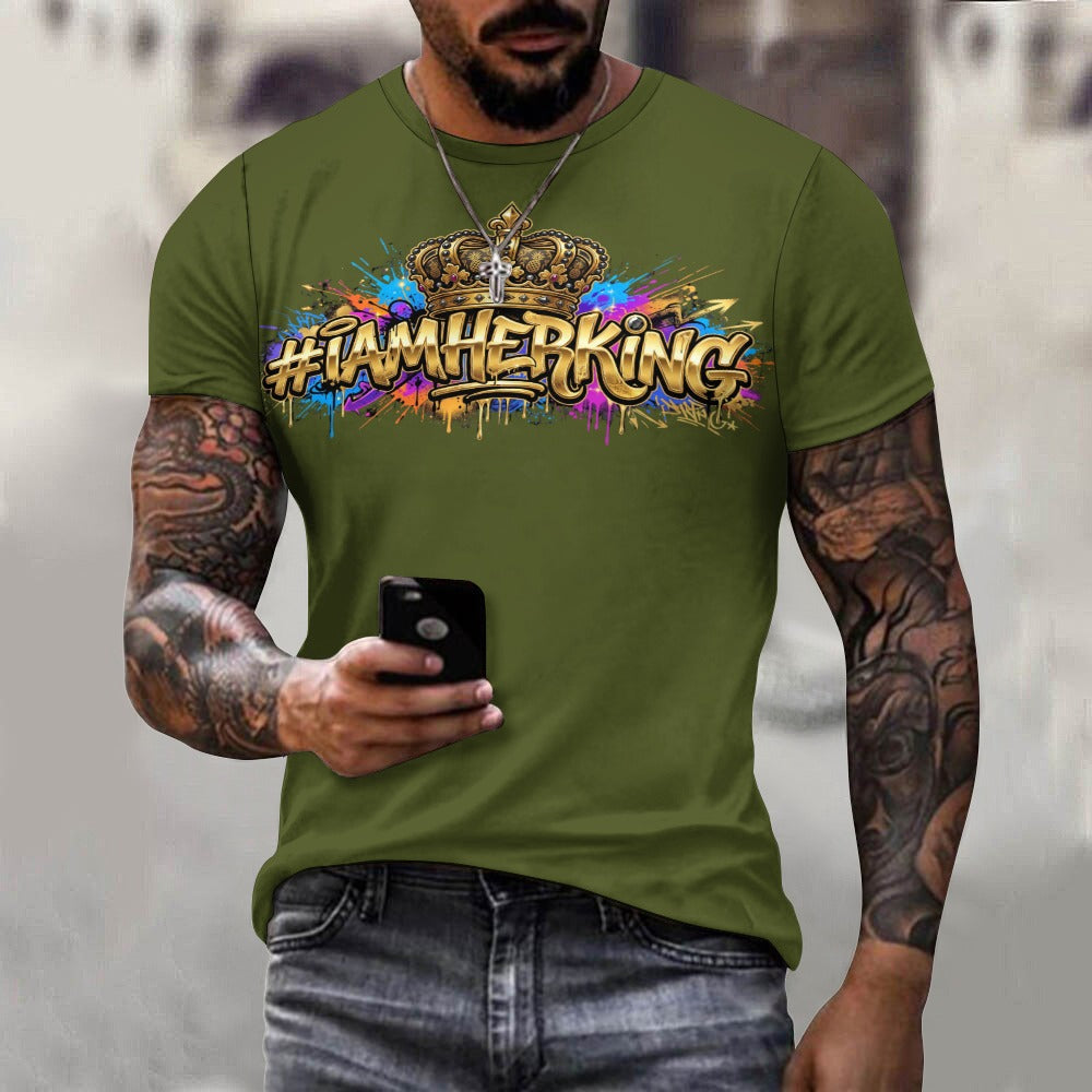 #IAMHERKING Men’s Cotton T-Shirt – Soft Breathable Graphic Tee for Everyday Style, Casual Summer Shirt for Men