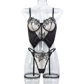 European and American Style Embroidered Floral Color Block Stretchy High-End Two-Piece Set Women's Underwear