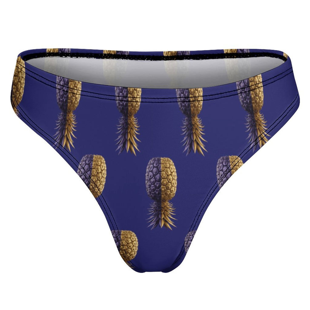 Football Purple & Gold Pineapple Women's Thong Underwear