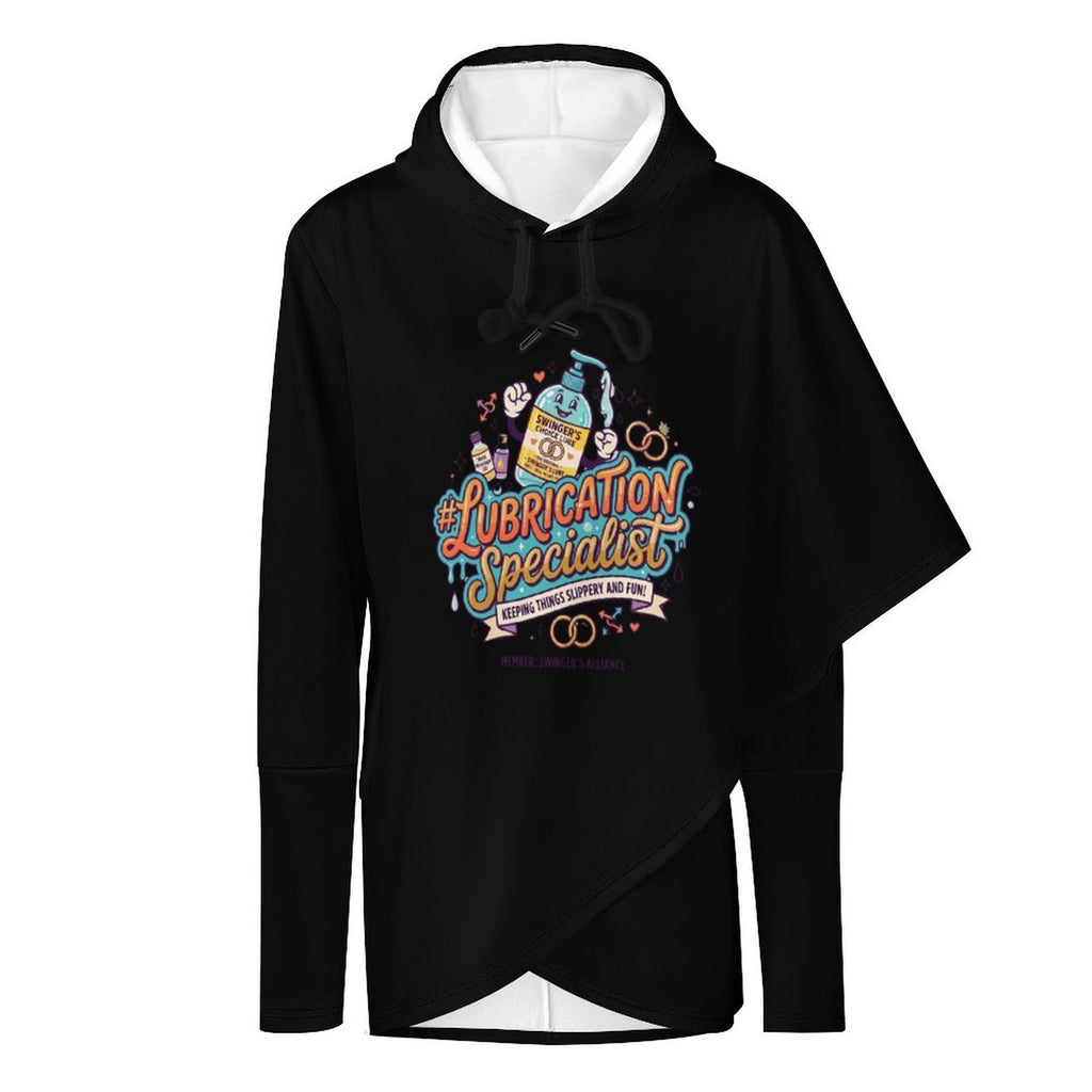 #LUBRICATIONSPECIALIST Women’s Poncho Hoodie | Irregular Hem