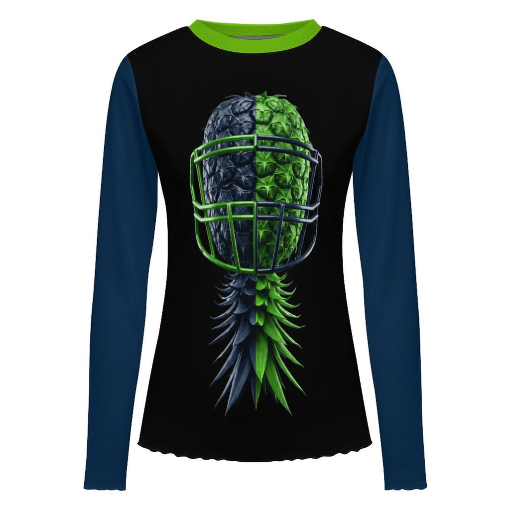 Neon Green & Navy Long Sleeve Mesh T-Shirt