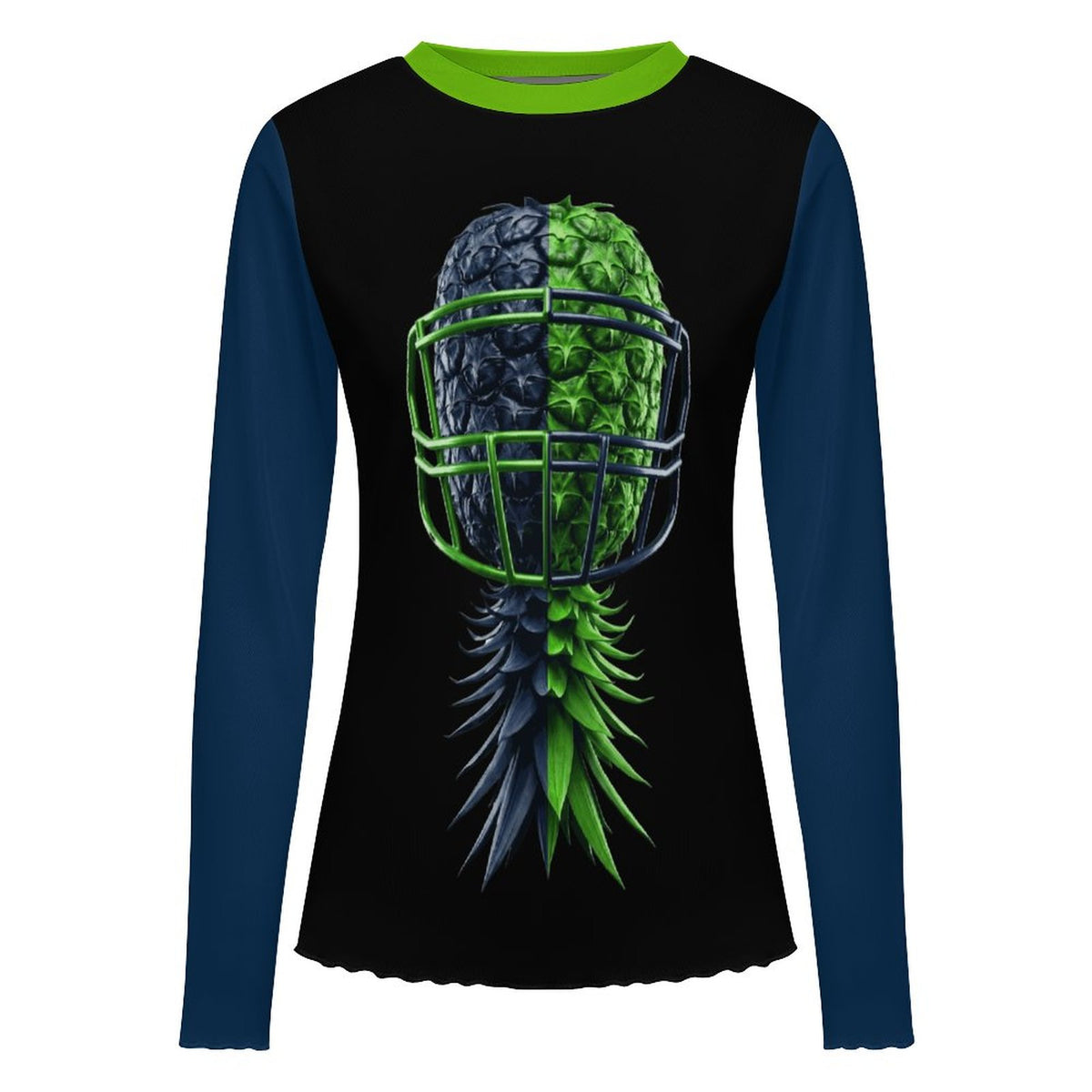 Neon Green & Navy Long Sleeve Mesh T-Shirt