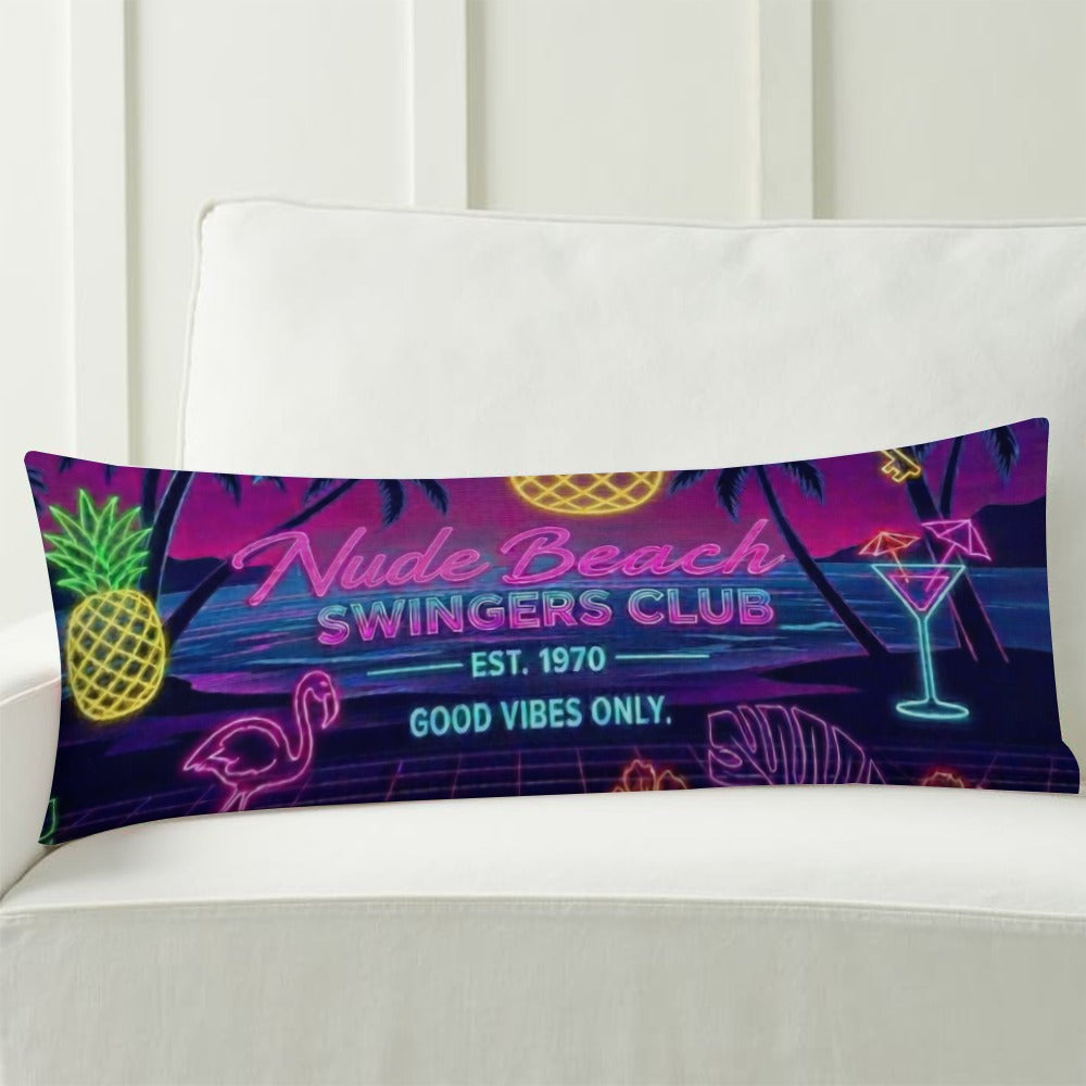 Nude Beach Extra Long Pillowcase – Cool Breathable Polyester Body Pillow Cover with Hidden Zipper