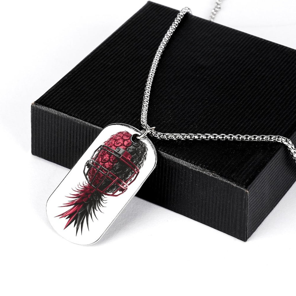Football Inspired Memorial Necklace with Titanium Steel Square Pendant