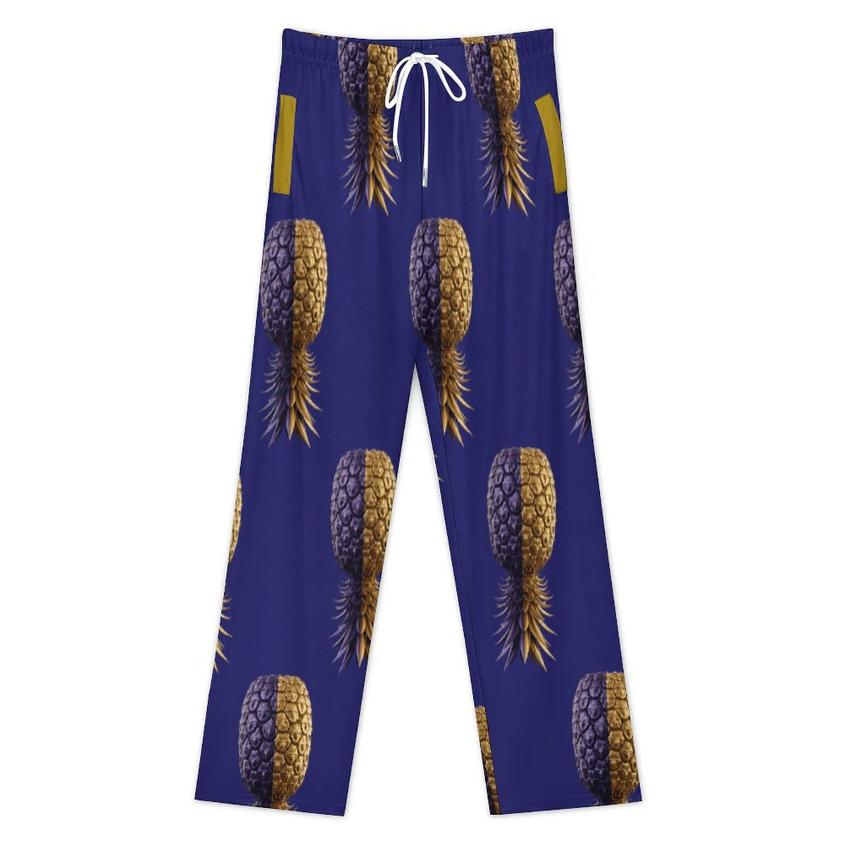 Football Purple & Gold Pineapple Cotton Loose Loungewear Pants for Men
