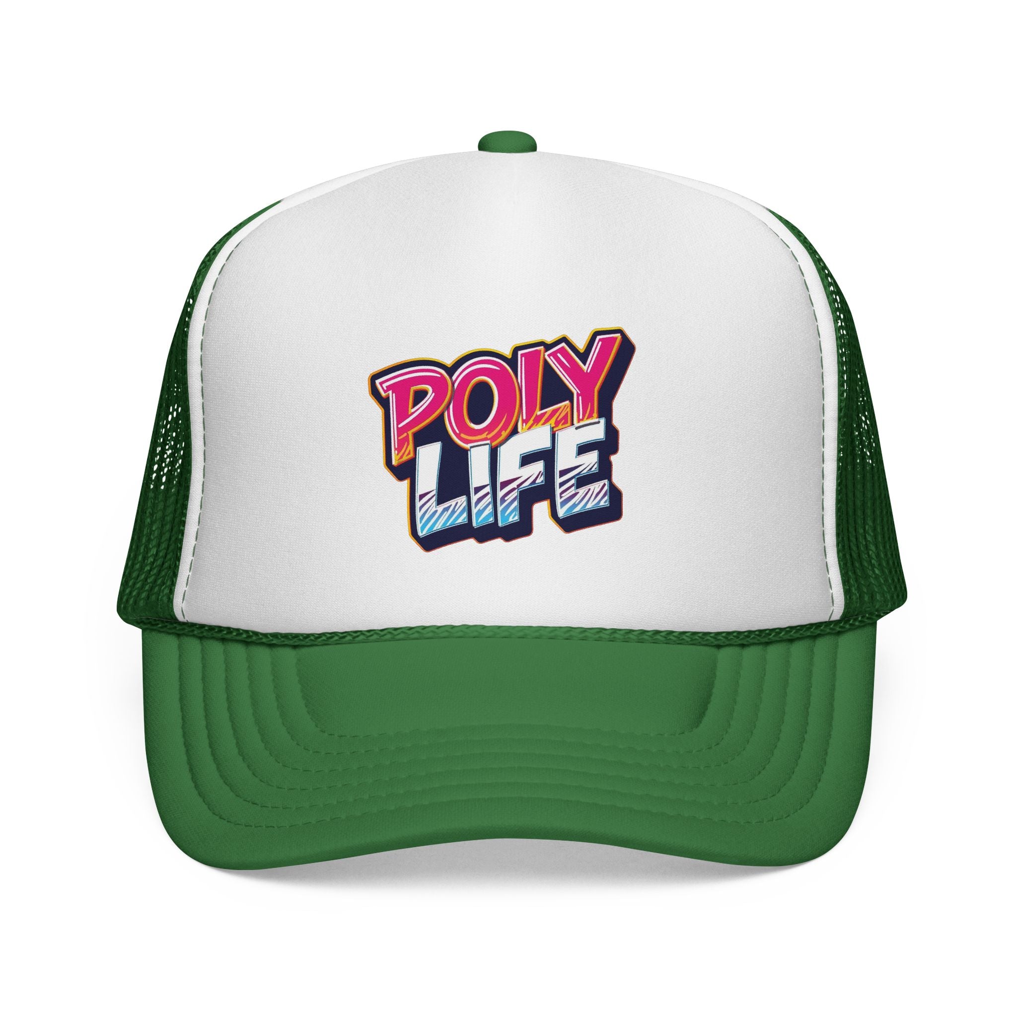 Poly Life Trucker Cap — Retro Surf Logo Mesh Hat