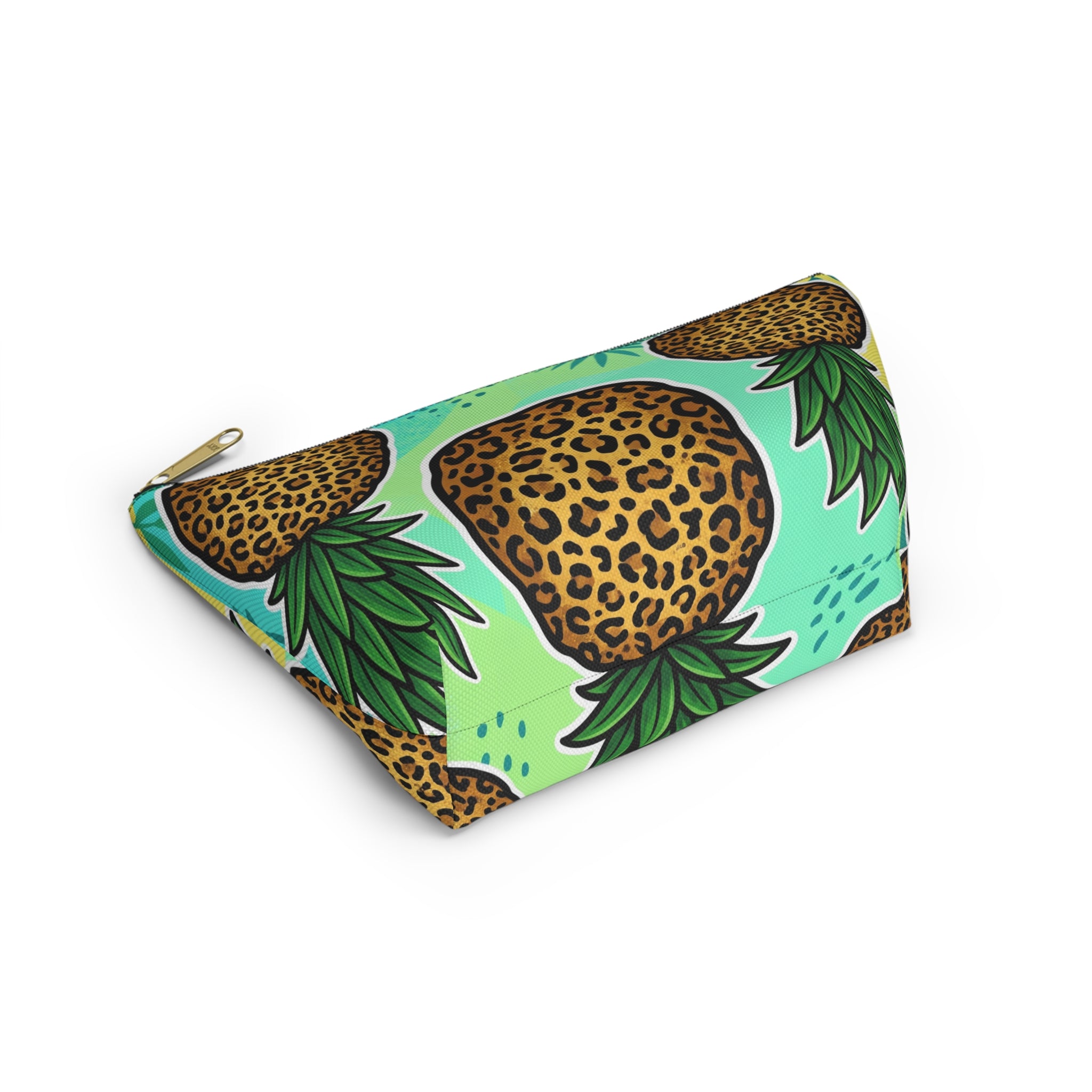 Upside-Down Pineapple Leopard Print Accessory Pouch | T-Bottom Makeup & Travel Organizer Bag