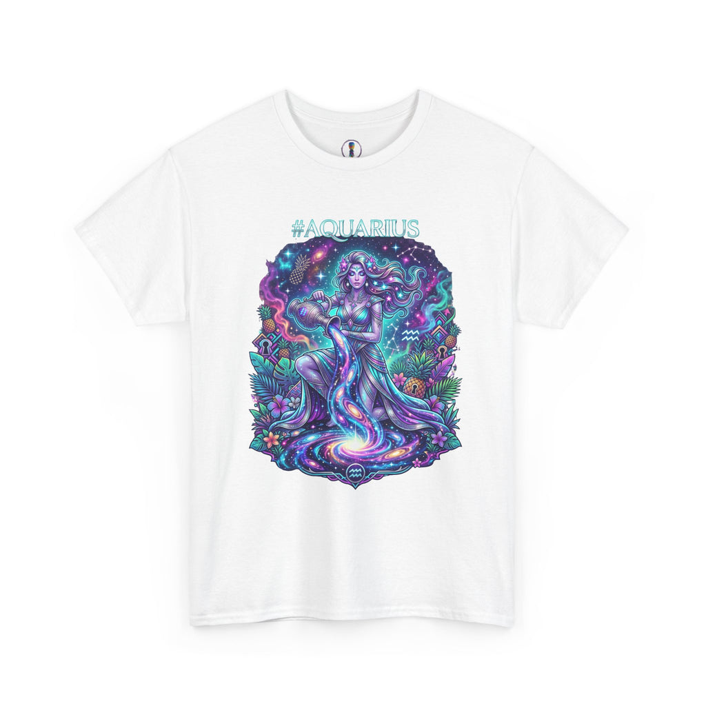 #AQUARIUS Unisex T-Shirt | Soft Lightweight 100% Combed Ring-Spun Cotton Tee with Cosmic Art Print