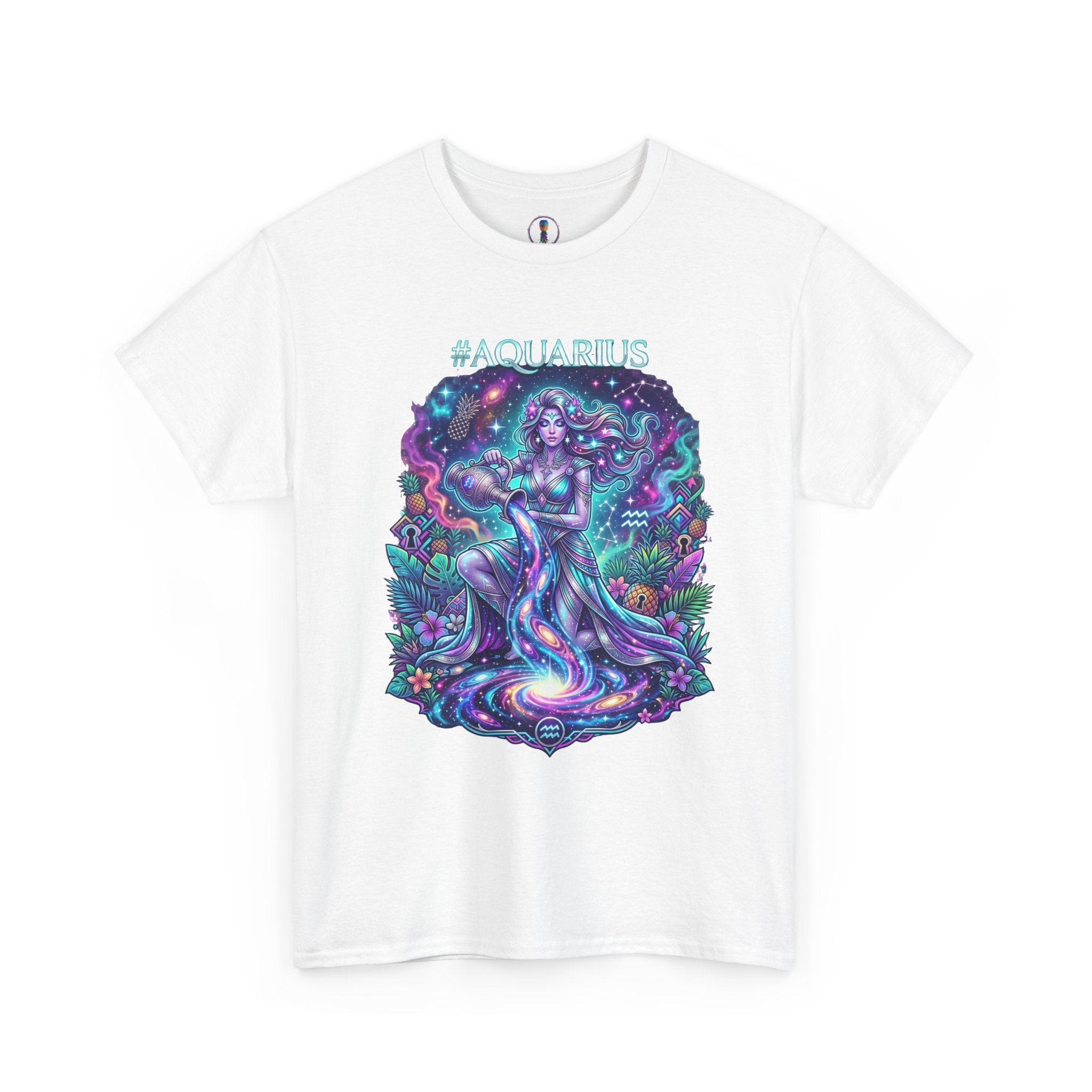 #AQUARIUS Unisex T-Shirt | Soft Lightweight 100% Combed Ring-Spun Cotton Tee with Cosmic Art Print