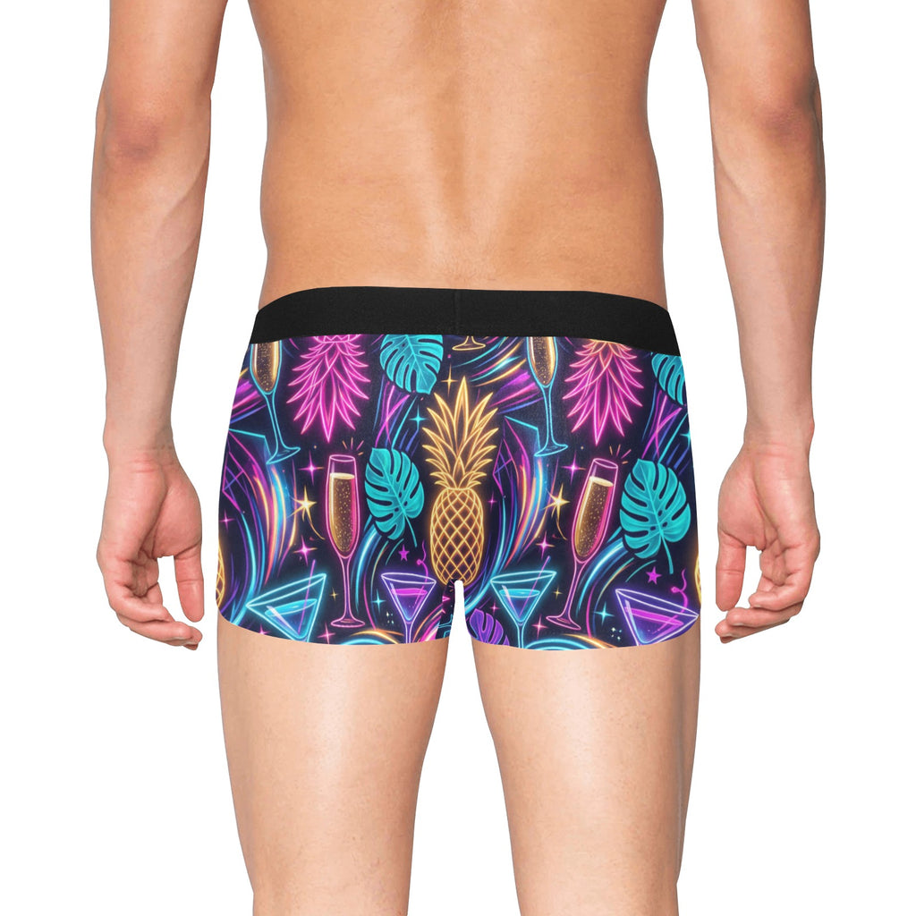 Neon Pineapple Men’s Boxer Briefs with Fly | Funny Polyester Underwear