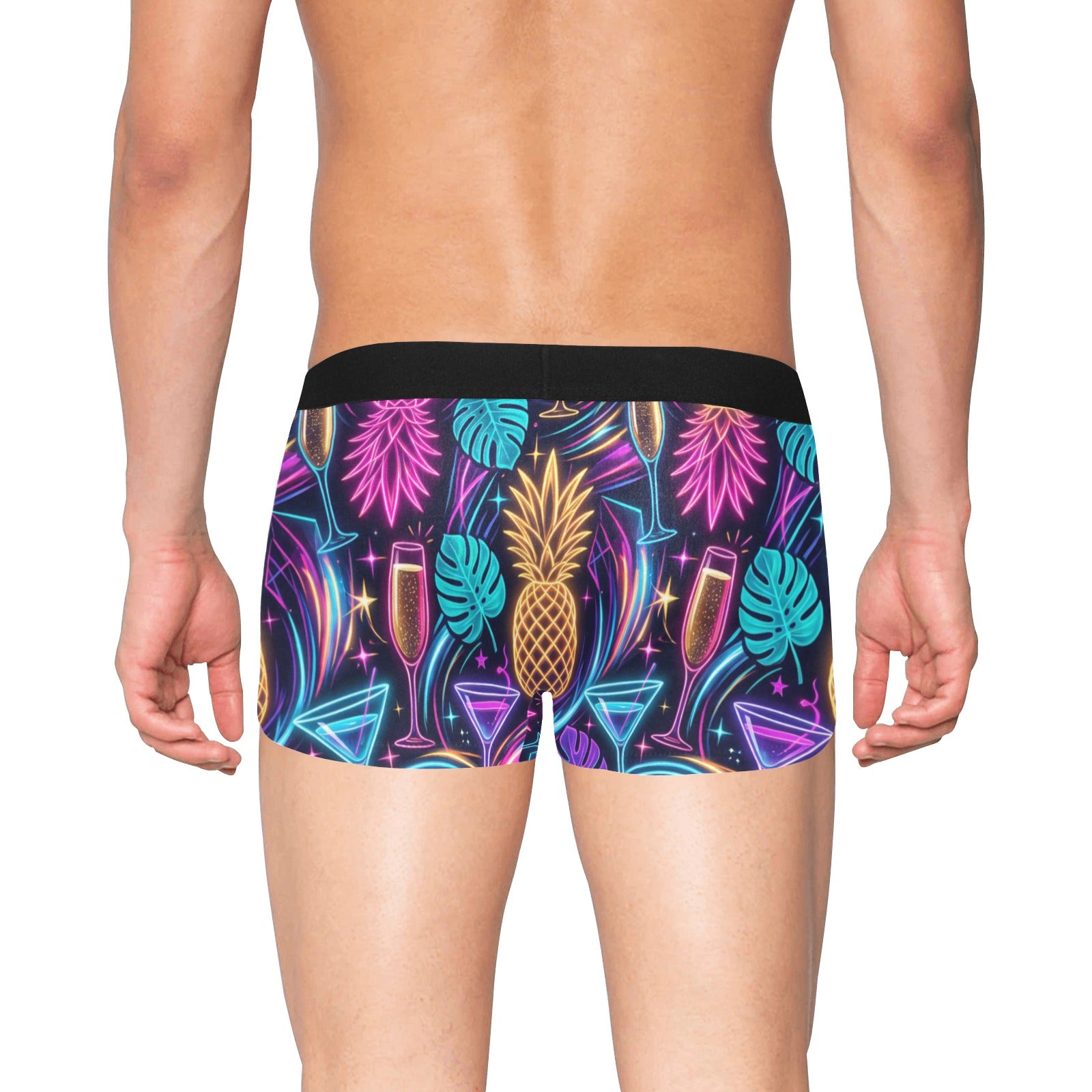 Neon Pineapple Men’s Boxer Briefs with Fly | Funny Polyester Underwear