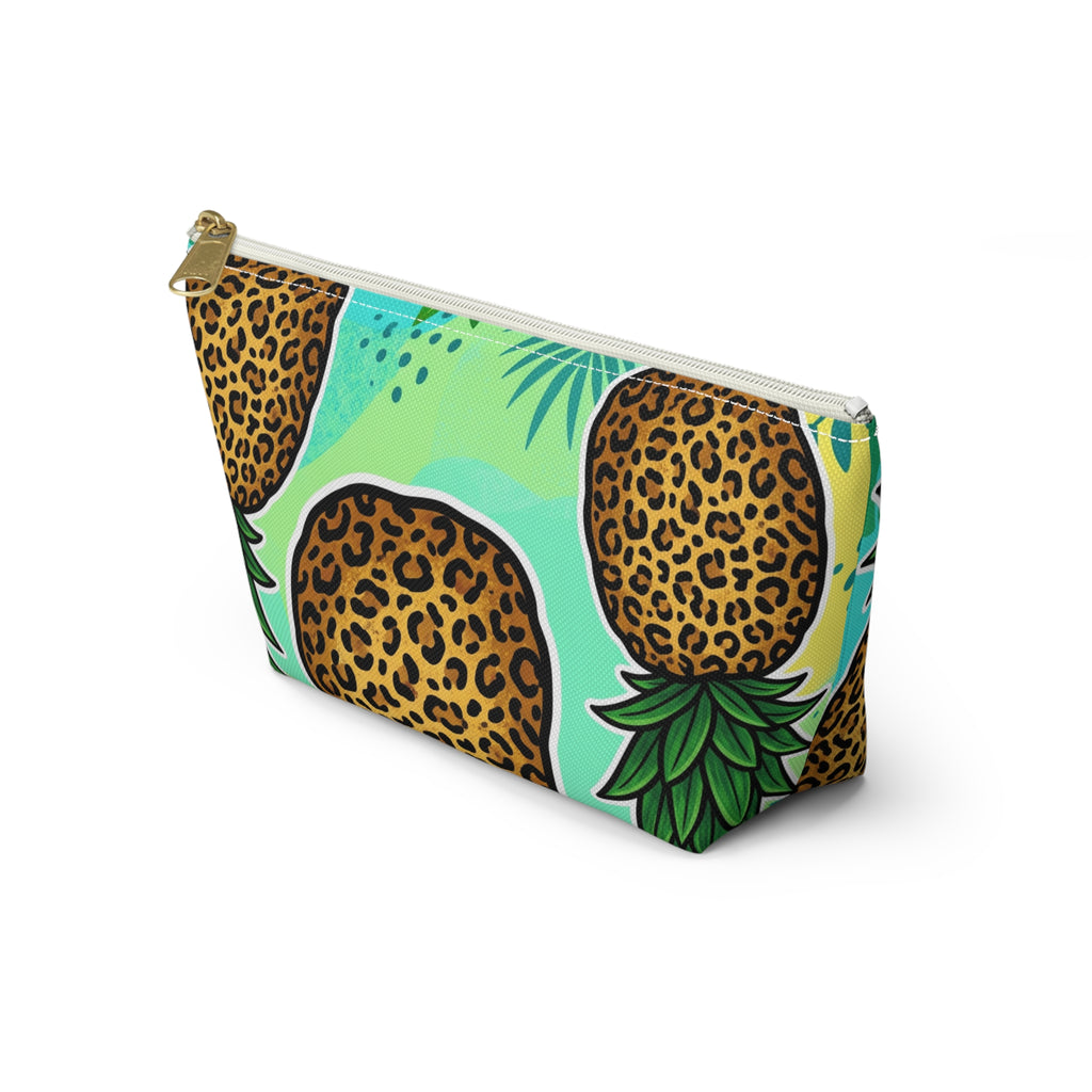 Upside-Down Pineapple Leopard Print Accessory Pouch | T-Bottom Makeup & Travel Organizer Bag