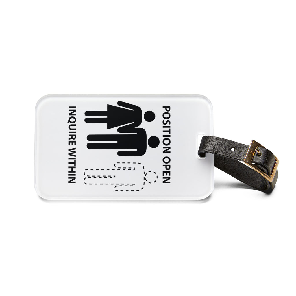 Funny Luggage Tag - "Male Position Open, Inquire Within" Travel Accessory