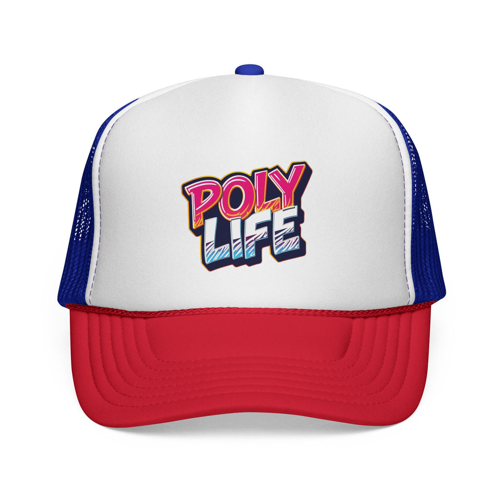 Poly Life Trucker Cap — Retro Surf Logo Mesh Hat