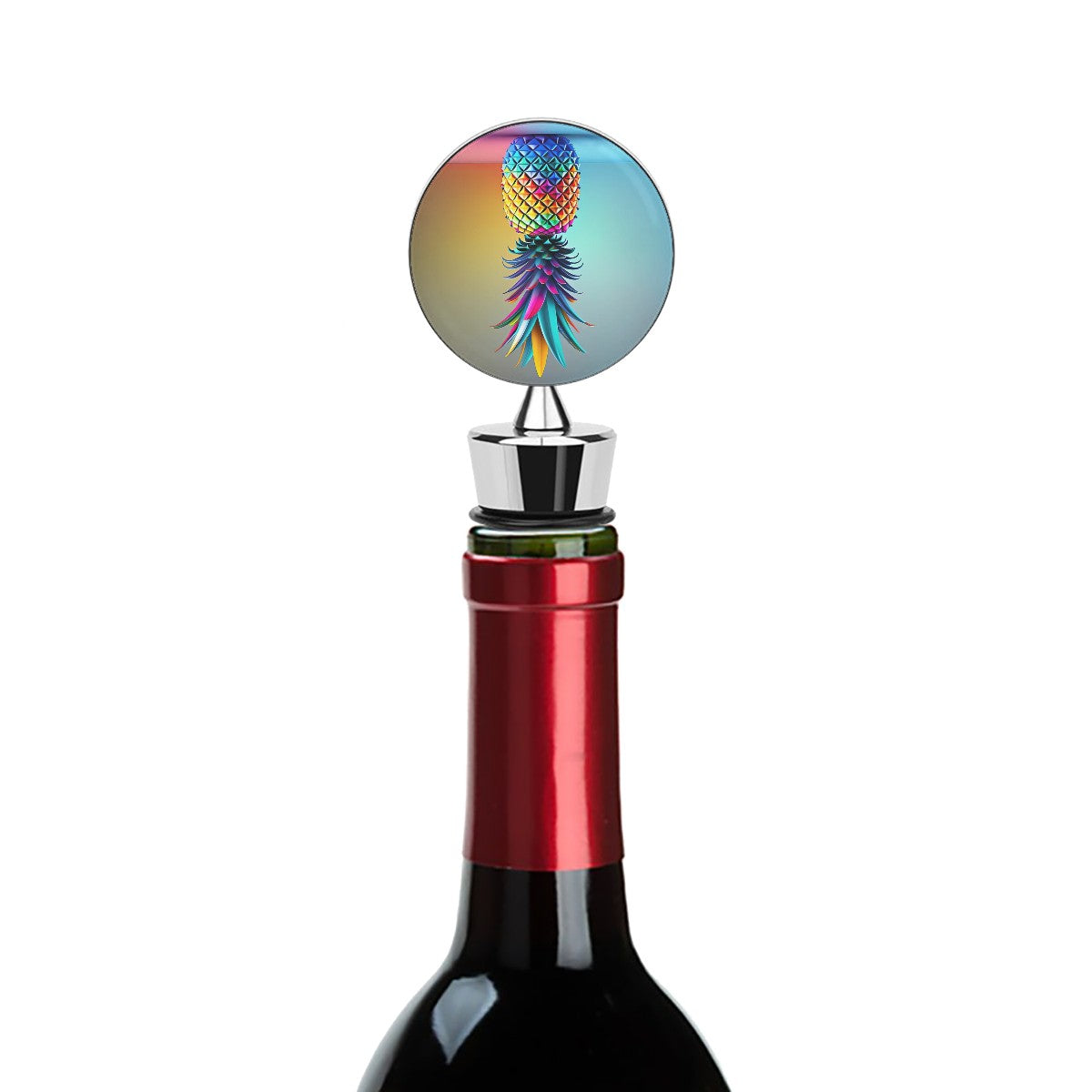Colorful Upside-Down Pineapple Wine Bottle Stopper