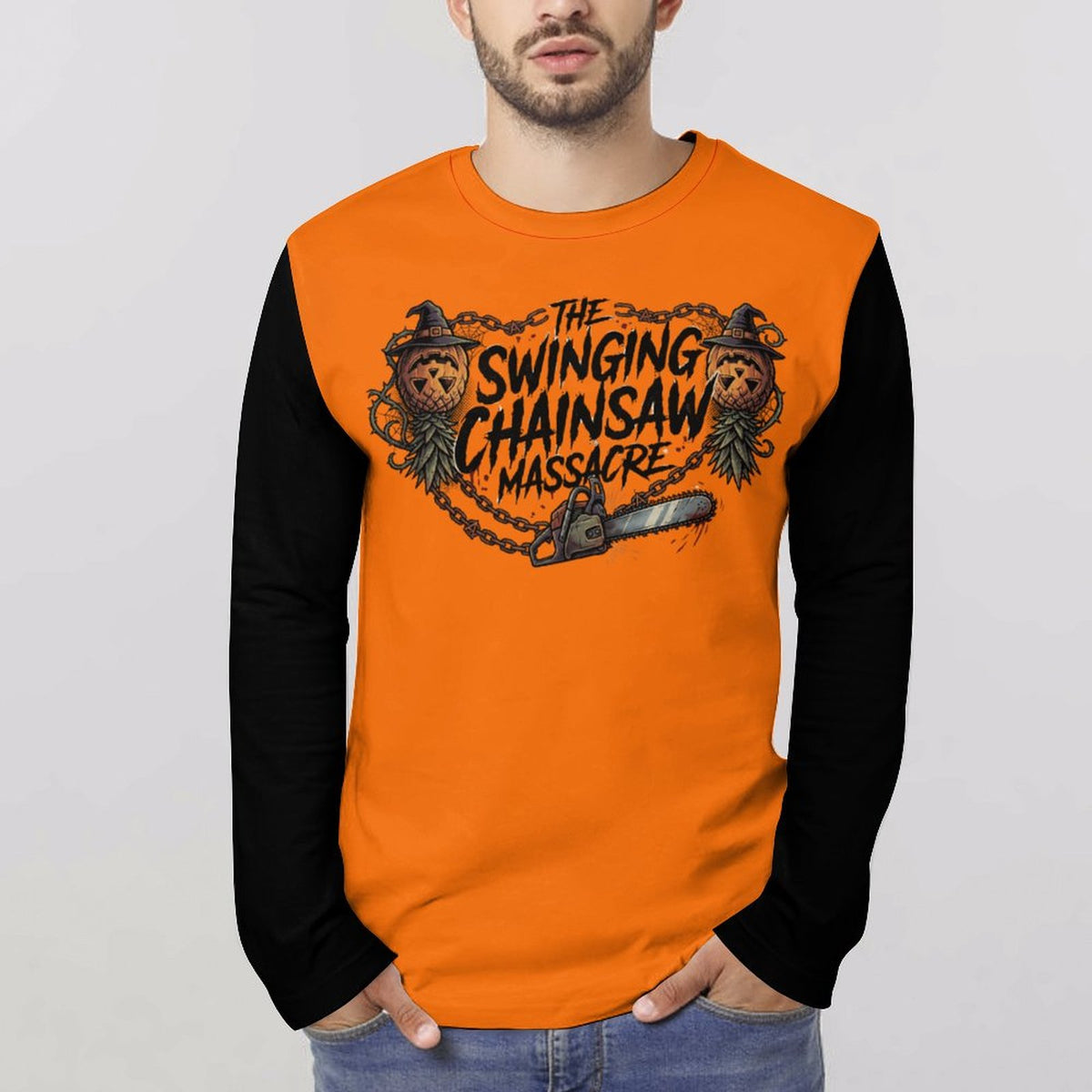 The Swinging Chainsaw Massacre Lightweight Long Sleeve Shirt | Horror Graphic Mesh Shirt