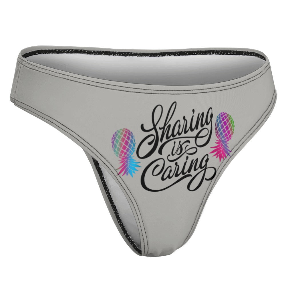 "Sharing is Caring" Women's Sexy Thong | Soft Polyester Spandex Lingerie