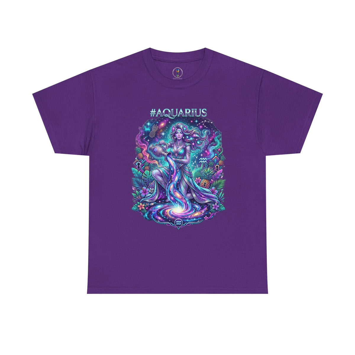 #AQUARIUS Unisex T-Shirt | Soft Lightweight 100% Combed Ring-Spun Cotton Tee with Cosmic Art Print