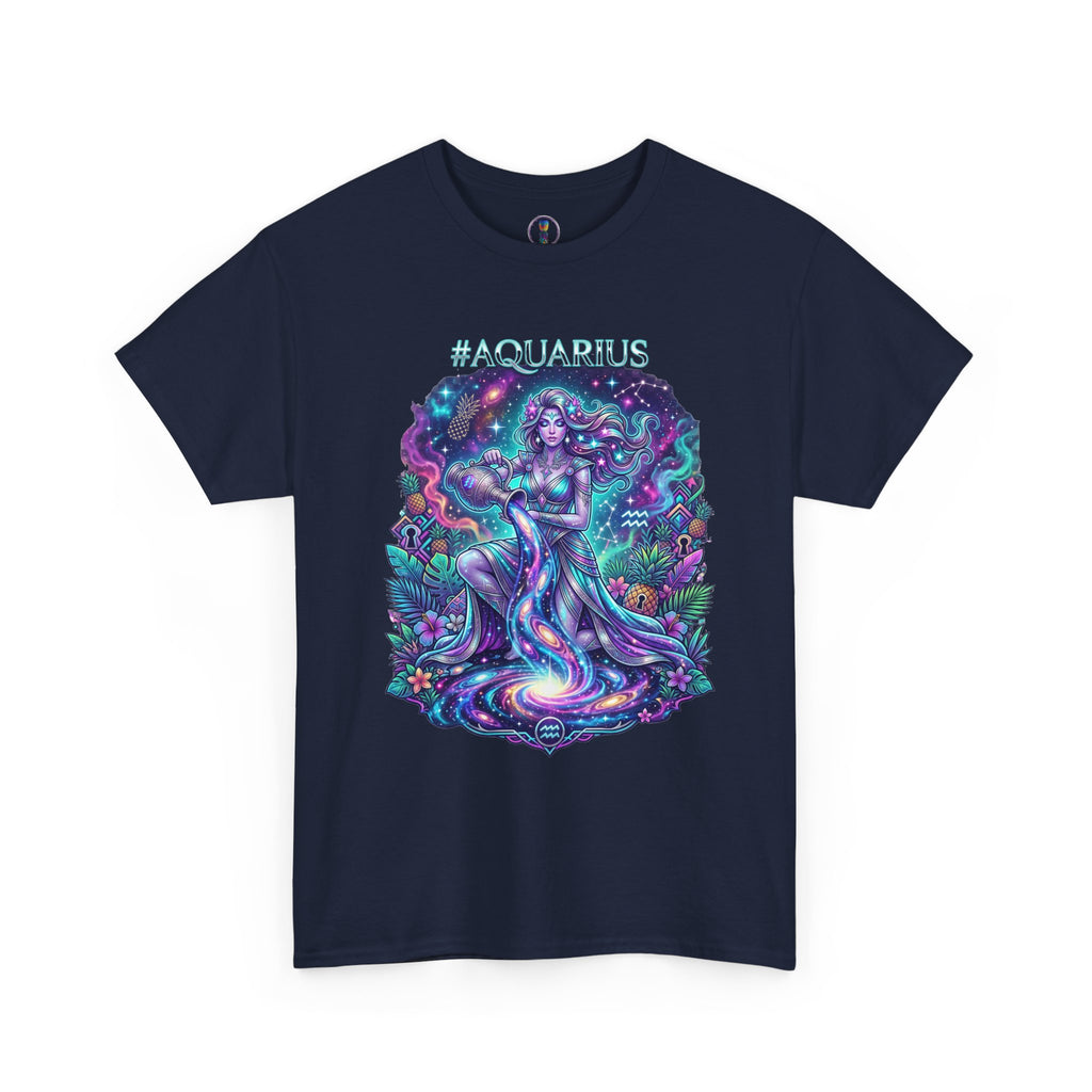 #AQUARIUS Unisex T-Shirt | Soft Lightweight 100% Combed Ring-Spun Cotton Tee with Cosmic Art Print