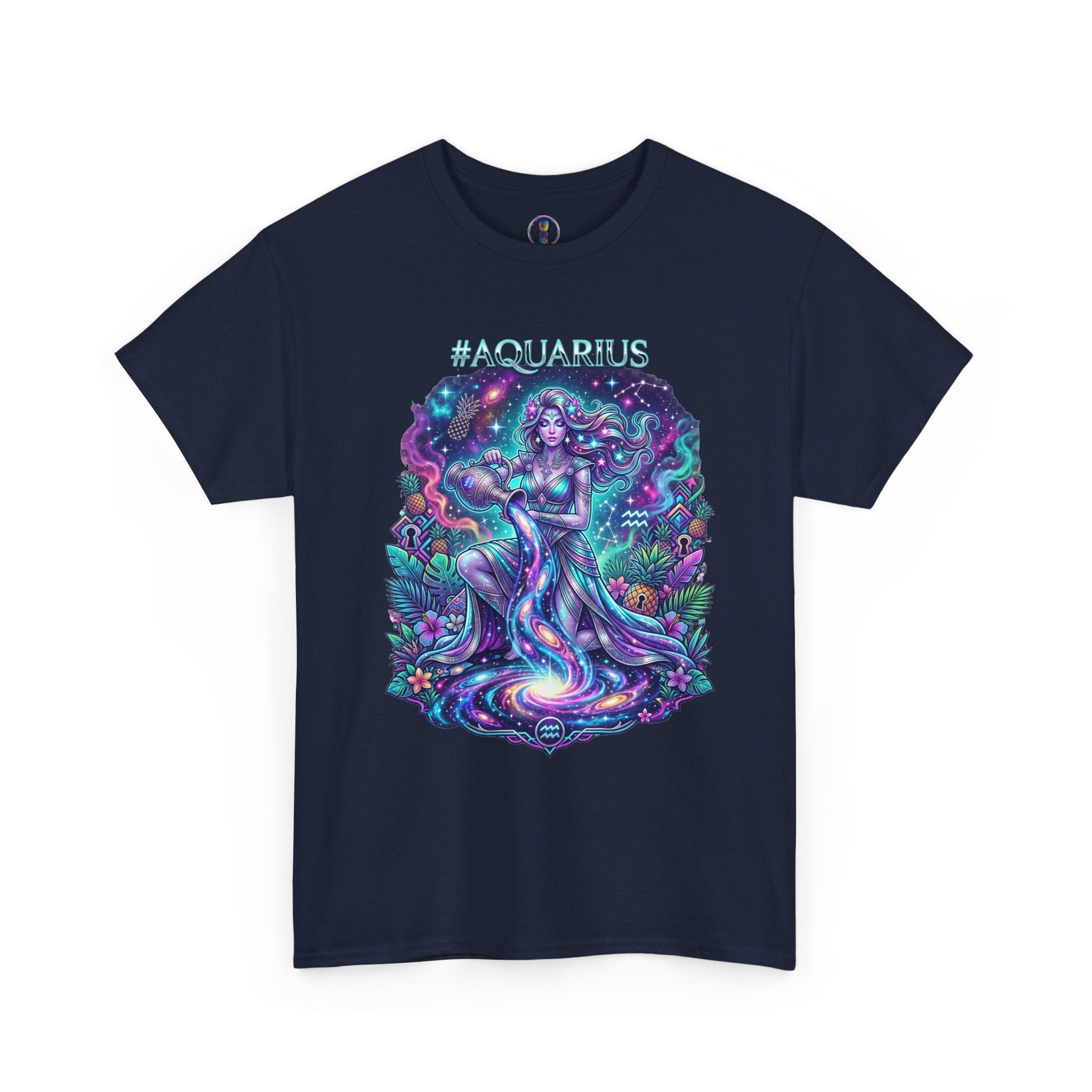 #AQUARIUS Unisex T-Shirt | Soft Lightweight 100% Combed Ring-Spun Cotton Tee with Cosmic Art Print