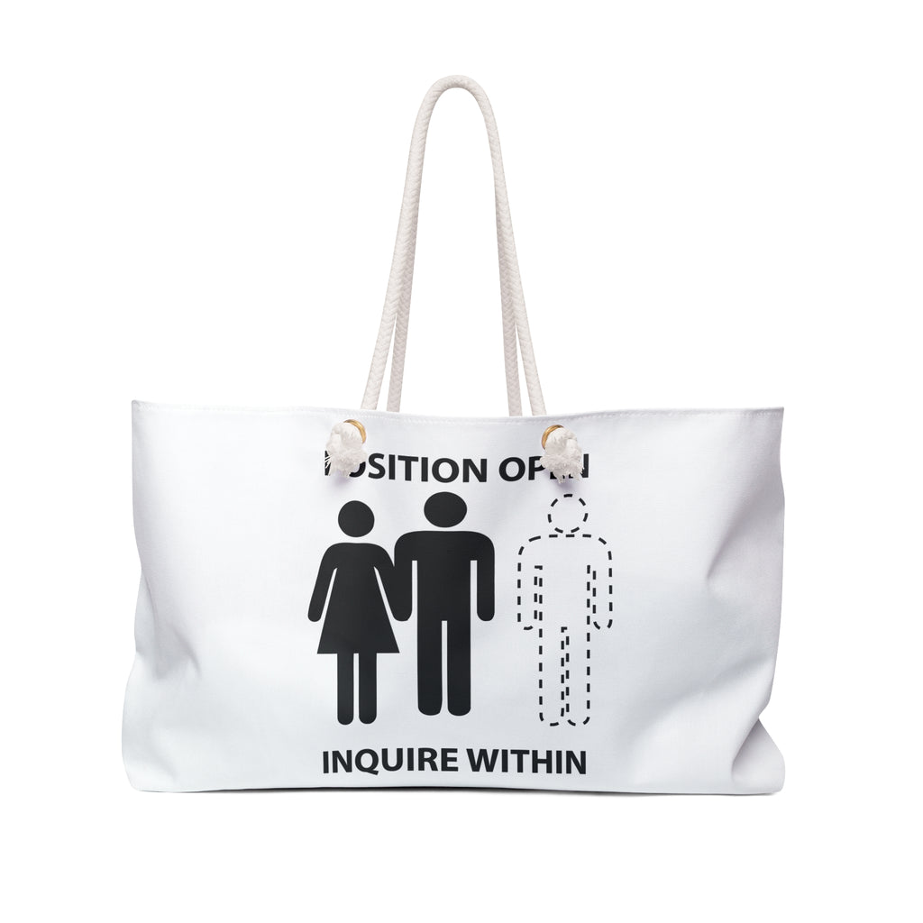 Weekender Bag Male Position Open Threesome - White