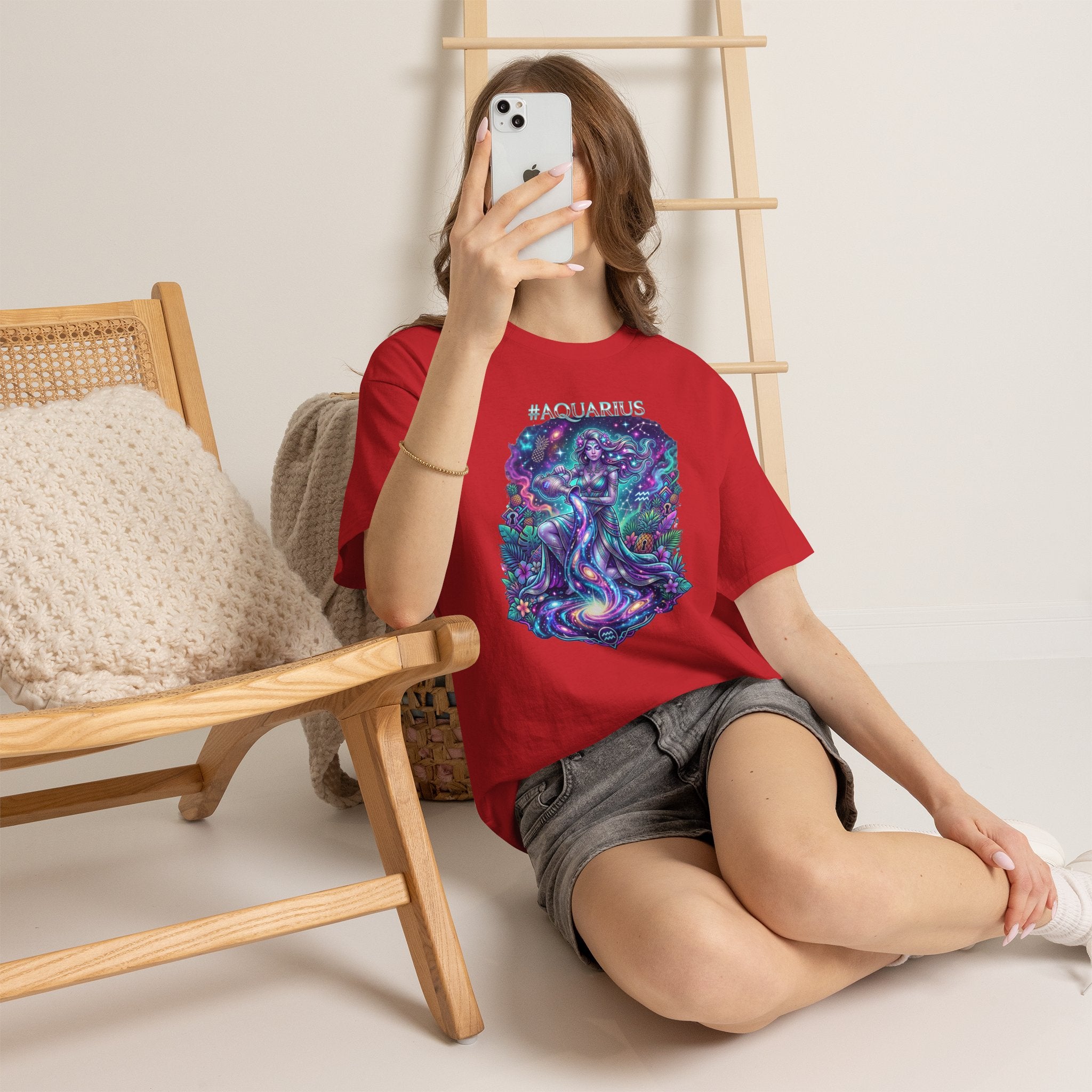#AQUARIUS Unisex T-Shirt | Soft Lightweight 100% Combed Ring-Spun Cotton Tee with Cosmic Art Print