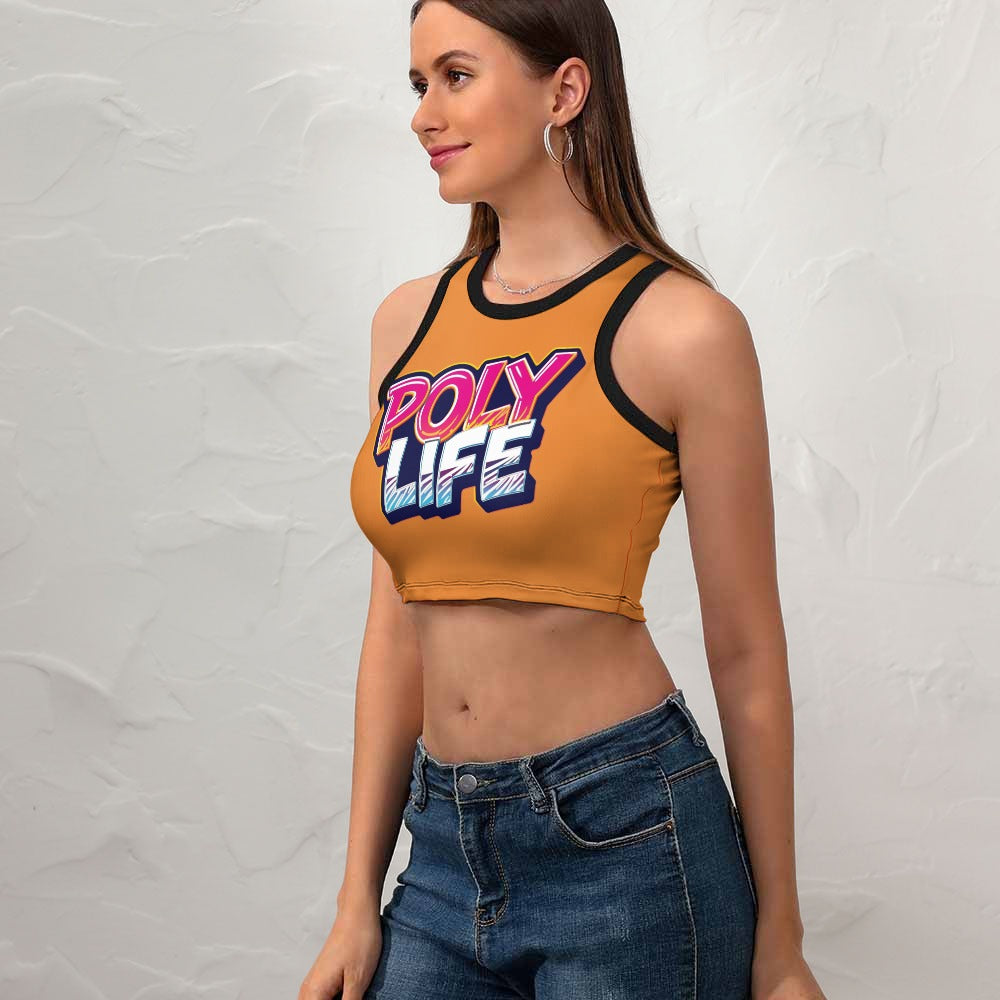 Poly Life Women's Cropped Slim Racer Tank Top – Lightweight Stretch Fit | Athletic & Casual Wear