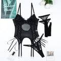 European and American Style Sexy Lingerie Lace Splicing Strap Bow Net Sheer Suspender Two-Piece Stockings