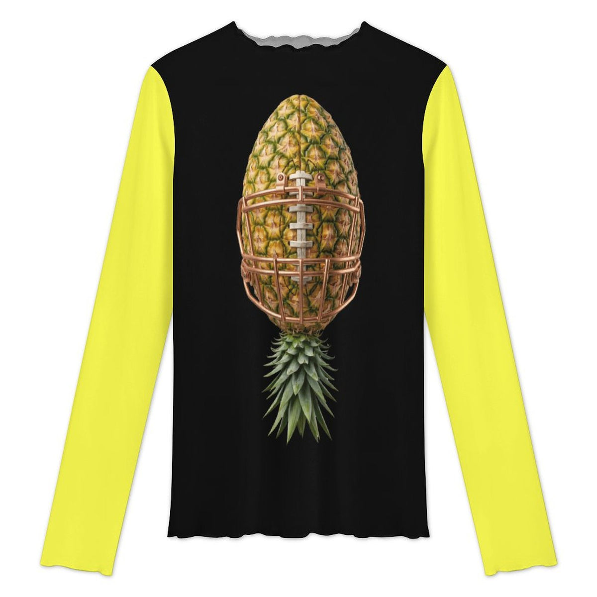 Pineapple Football High Neck Mesh Top For Women