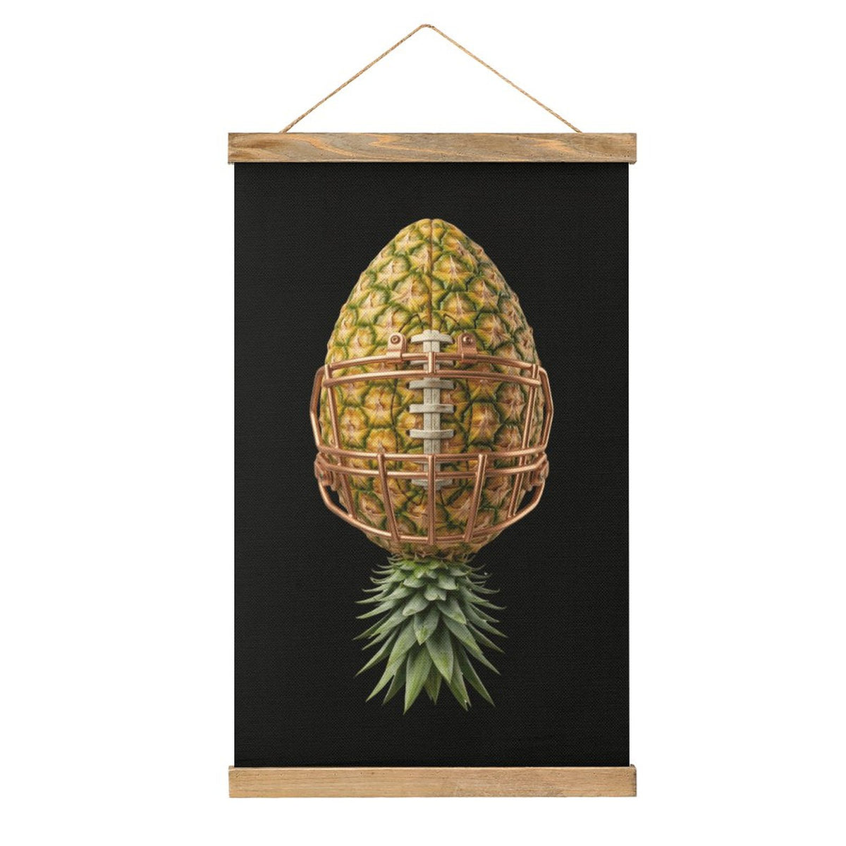 Pineapple Football Framed Flax Painting Wall Decor