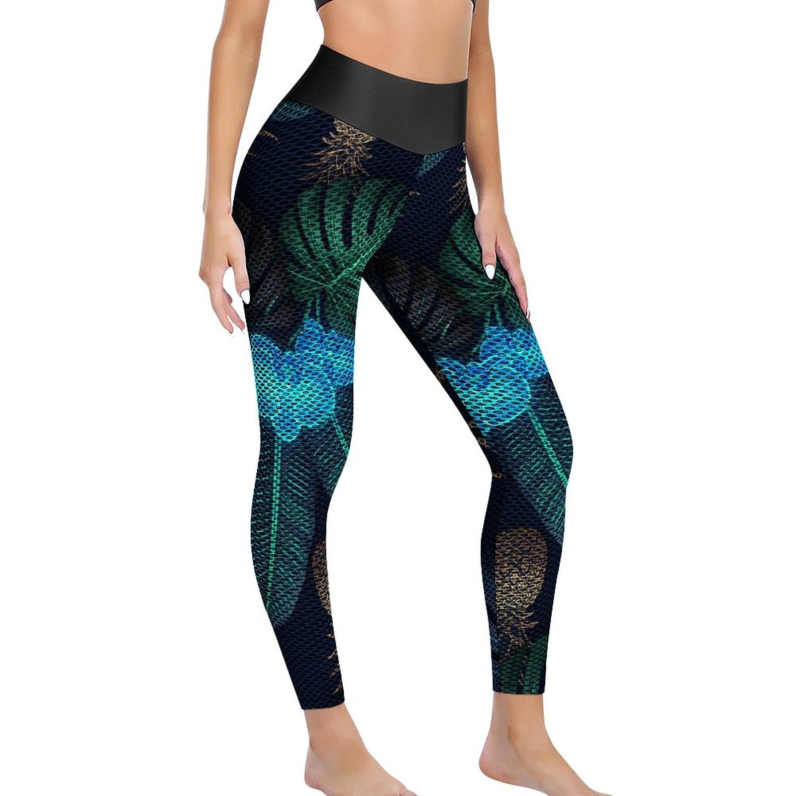 Custom Printed Honeycomb Textured Yoga Pants for Women (All-Over Printing)