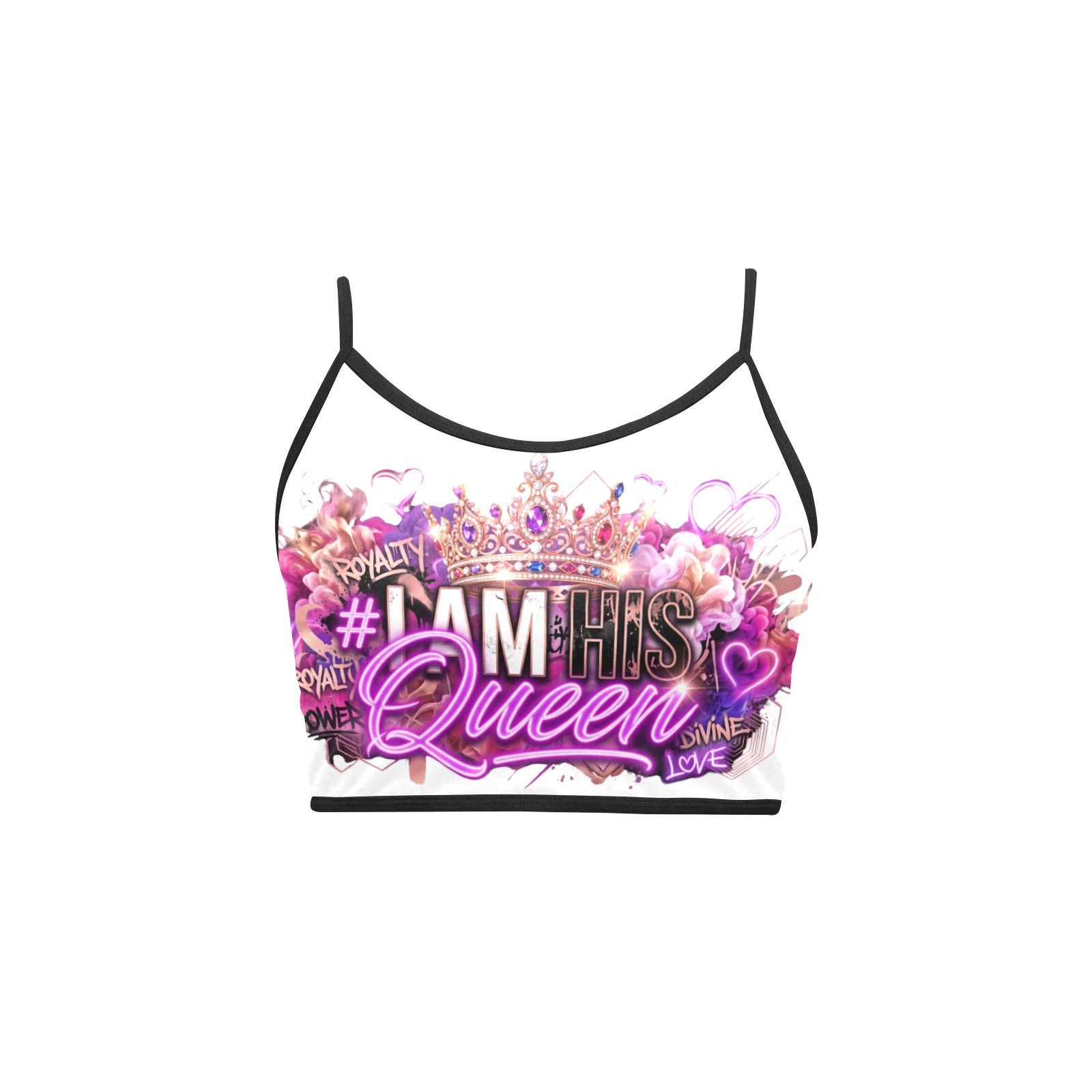 #IAMHISQUEEN Women’s Spaghetti Strap Crop Top – Sexy Stretch Yoga Tank, Lightweight Quick-Dry Fitness Crop Top for Women