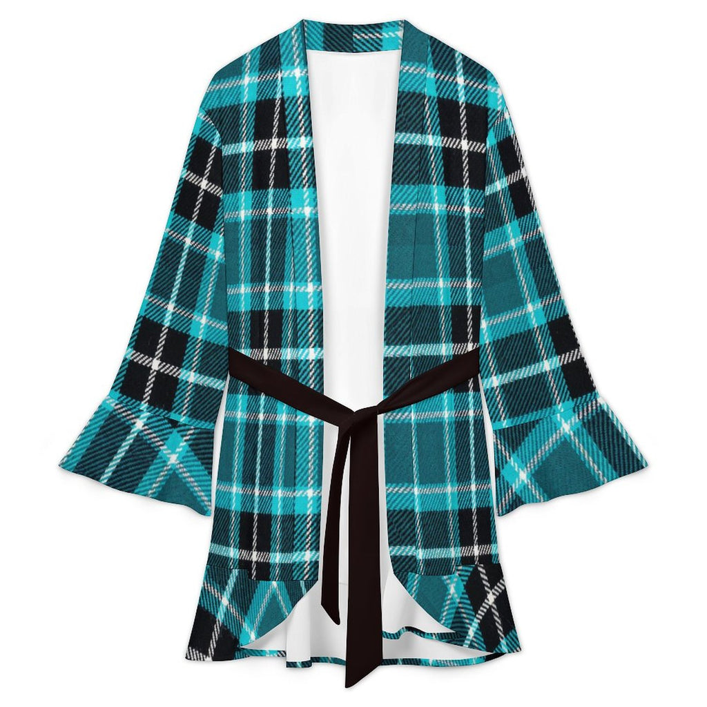 120gsm Women's Ruffle Long Sleeve Robe(All-Over Printing)