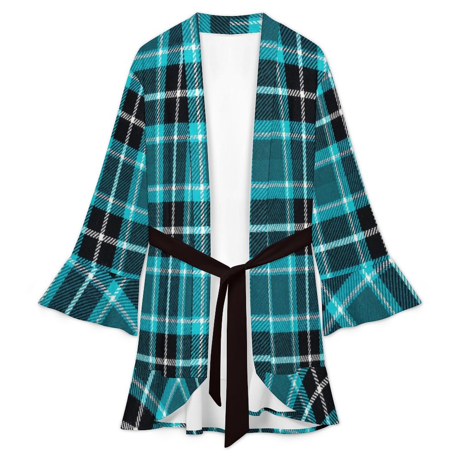 120gsm Women's Ruffle Long Sleeve Robe(All-Over Printing)