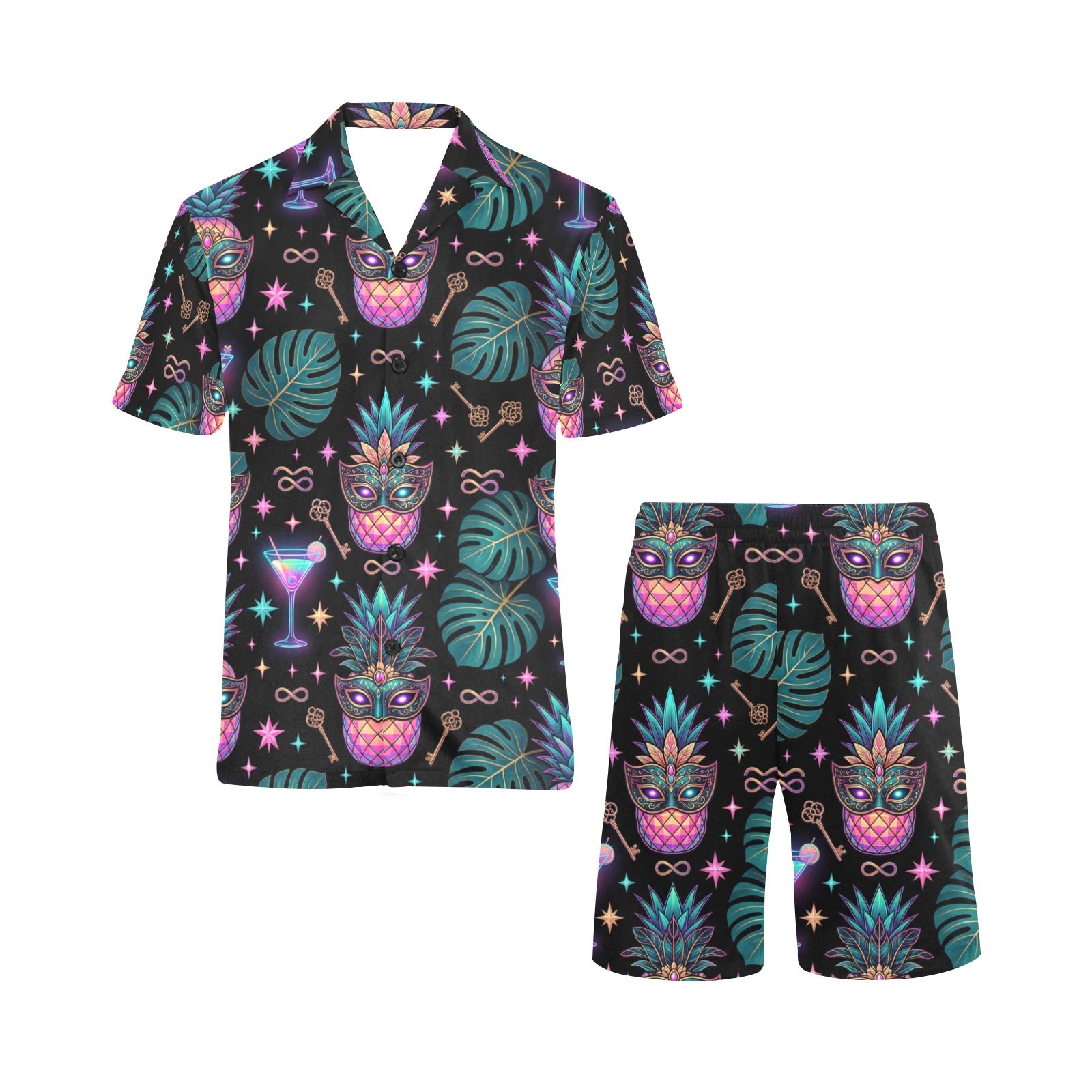 Pineapple Men’s Pajama Short Set – Summer Sleepwear